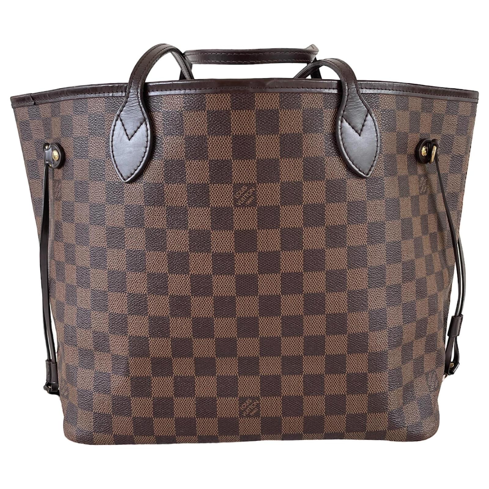 Louis Vuitton Damier Ebene Neverfull MM Shoulder Bag Canvas Purse