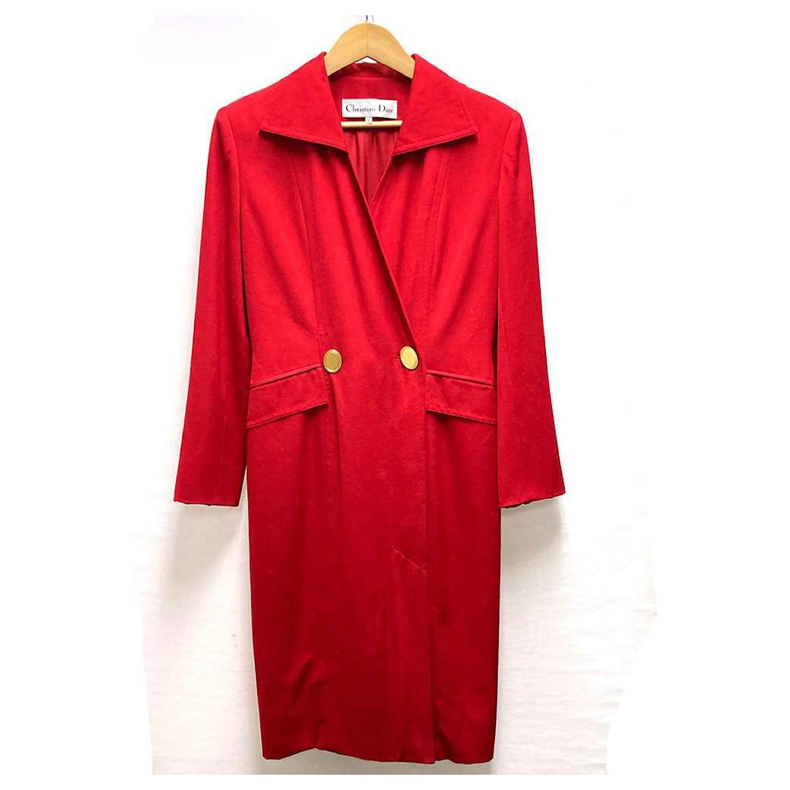 Christian Dior Coats, Outerwear Red Wool ref.630860 - Joli Closet