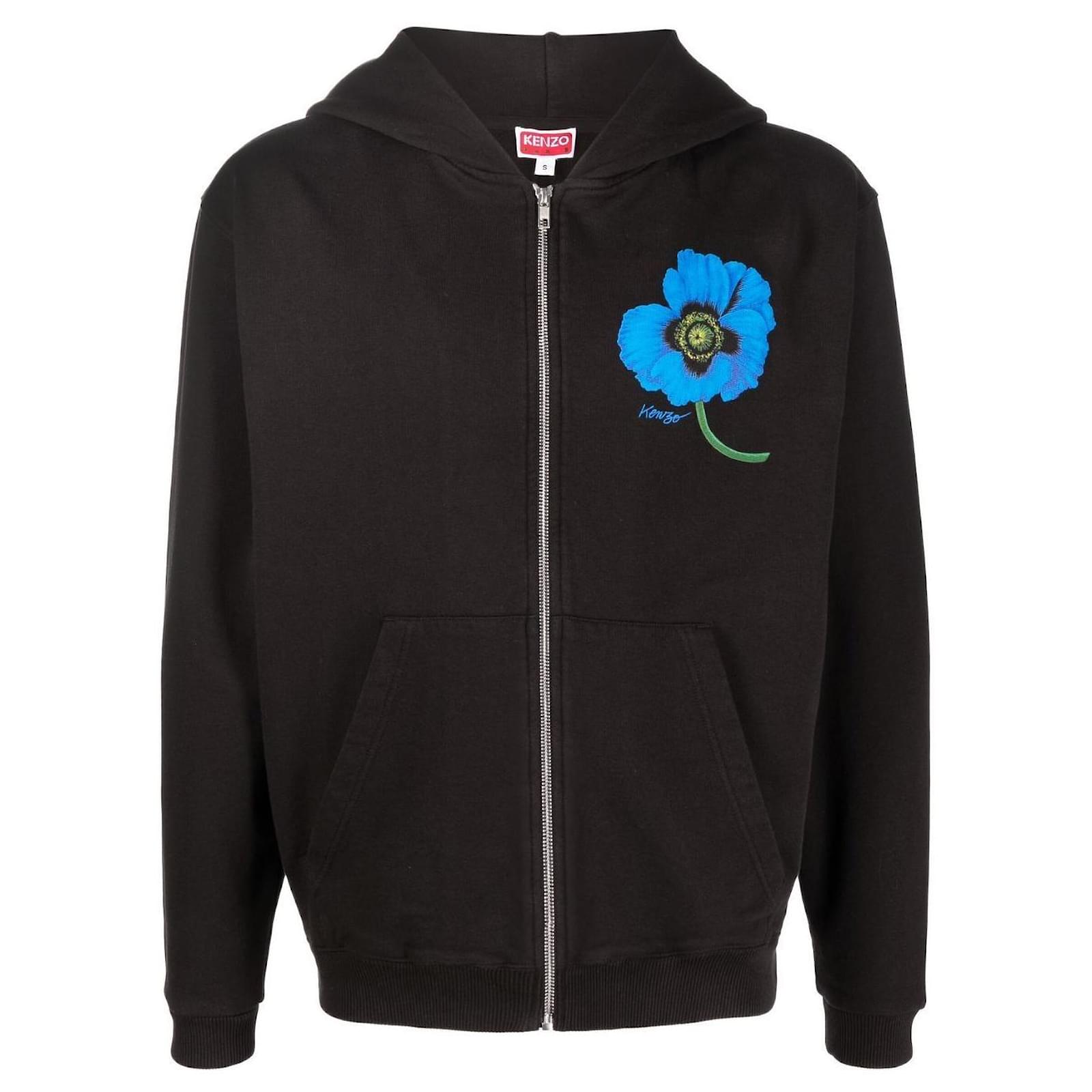 Felpa nera con zip Kenzo Poppy Nero Cotone ref.630923 Joli Closet