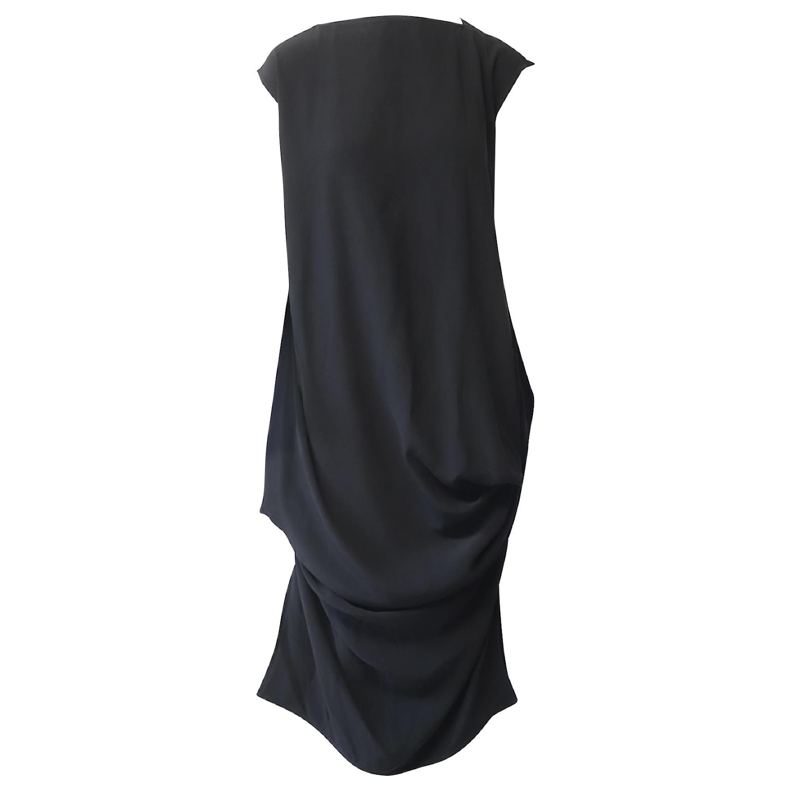 Rick Owens Draped Maxi Dress in Black Acetate Cellulose fibre ref