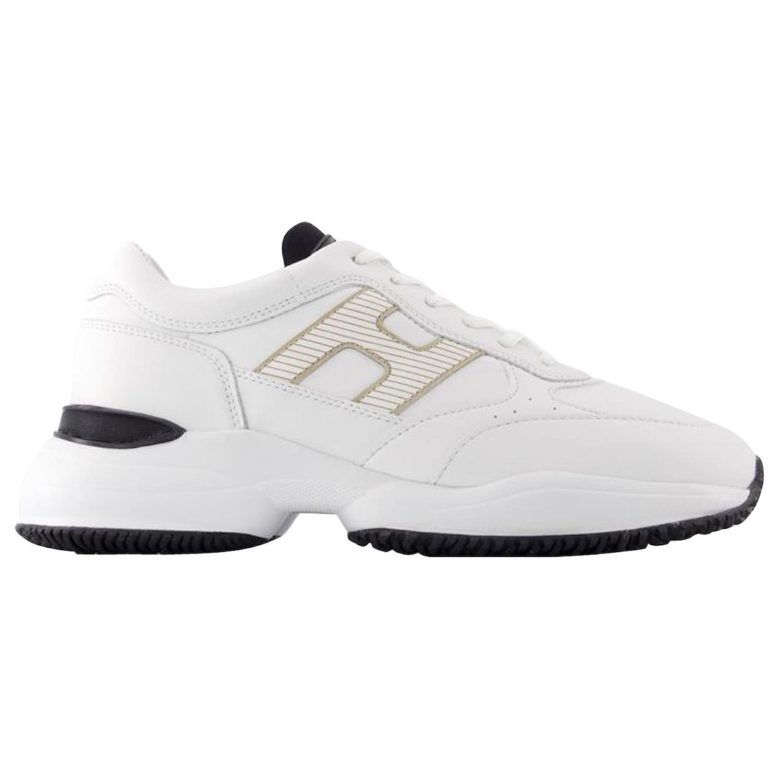 Hogan Sneakers Interaction Allacciato H Laser in Tela Bianca