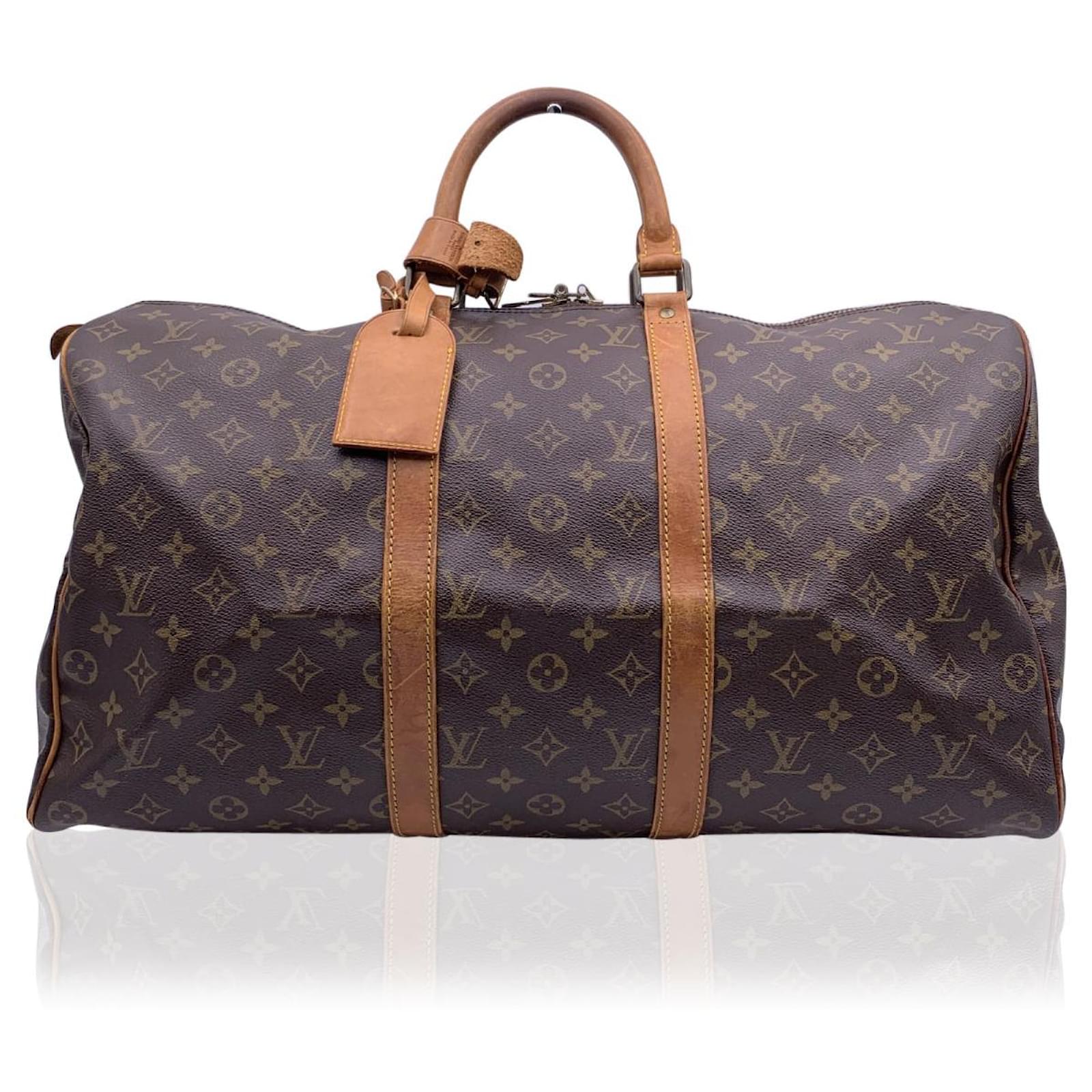 Louis Vuitton Classic Keepall Leather Monogram Travel Bag