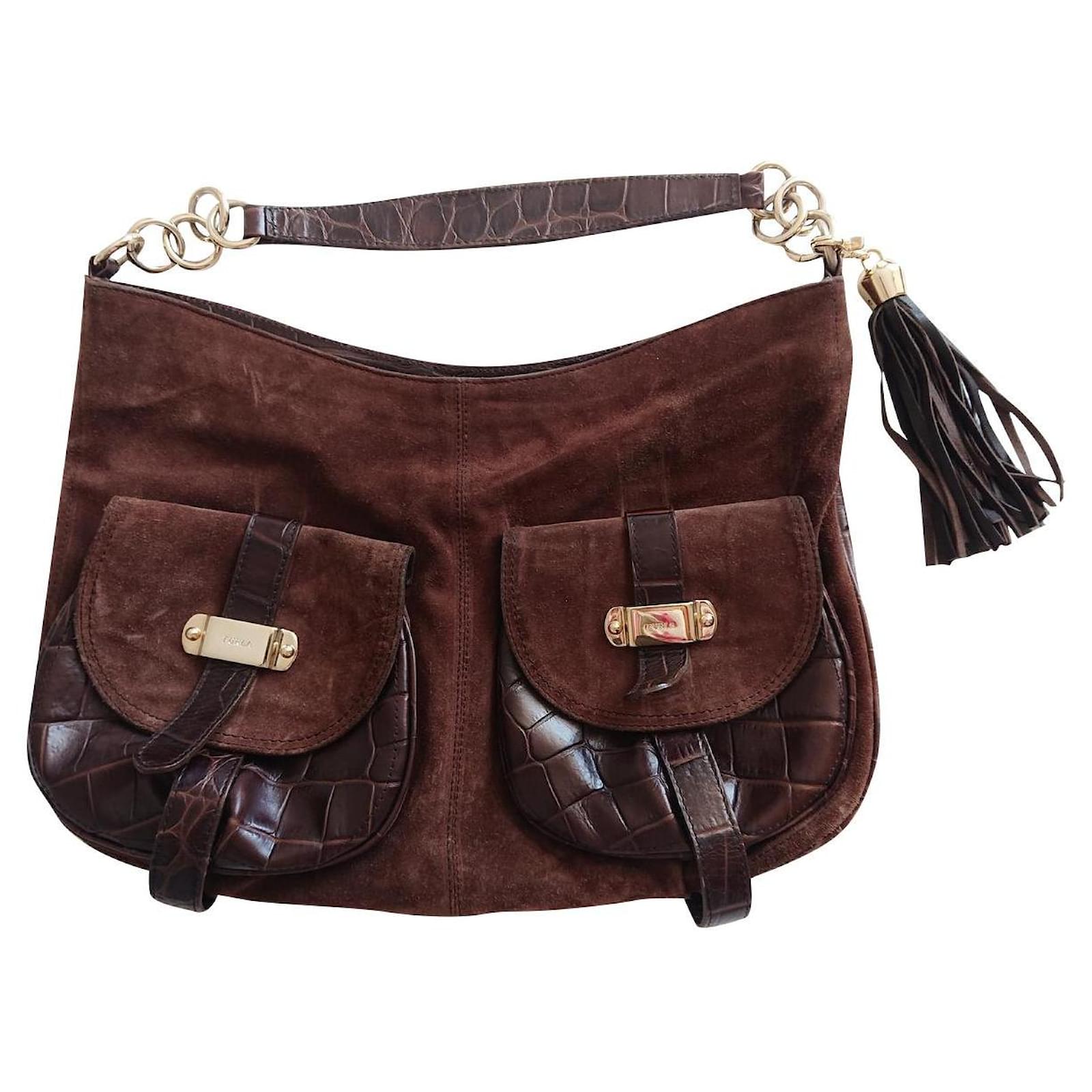 Furla Marrone Leather Women Handbag