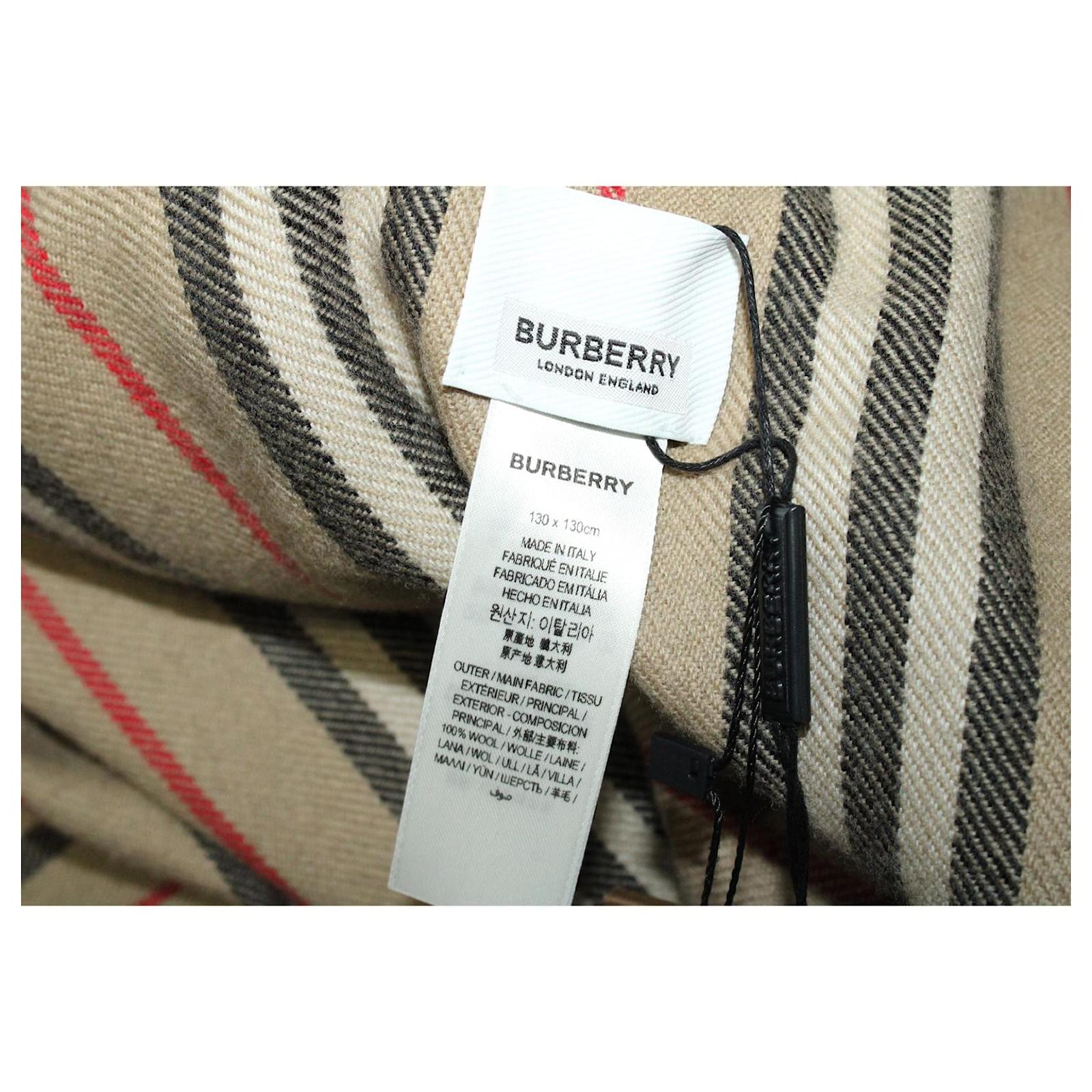 Burberry Brown/ Black Checked Woolen Poncho/ Shawl  - Joli Closet