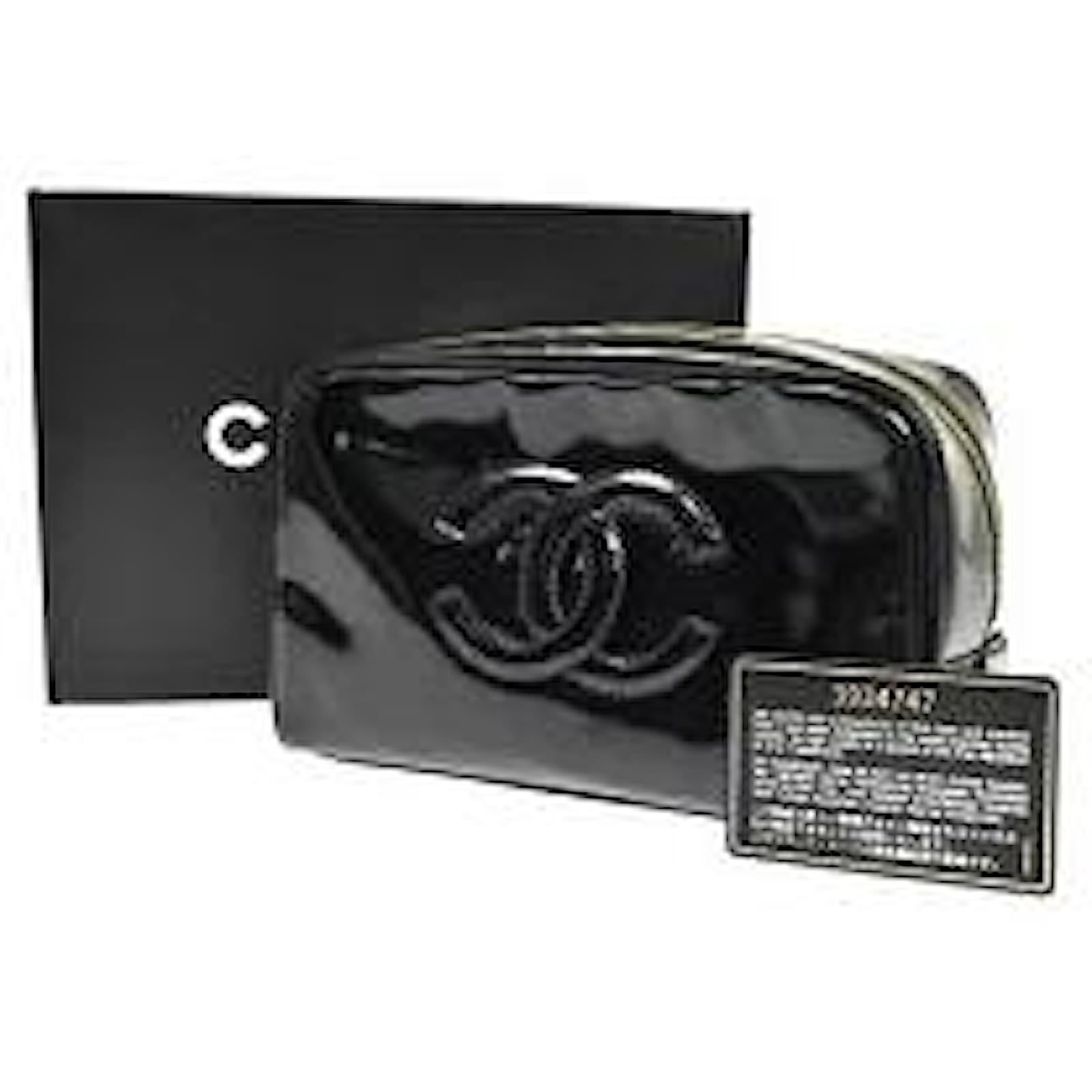 Chanel CHANEL cosmetic pouch bag makeup here mark black enamel ref