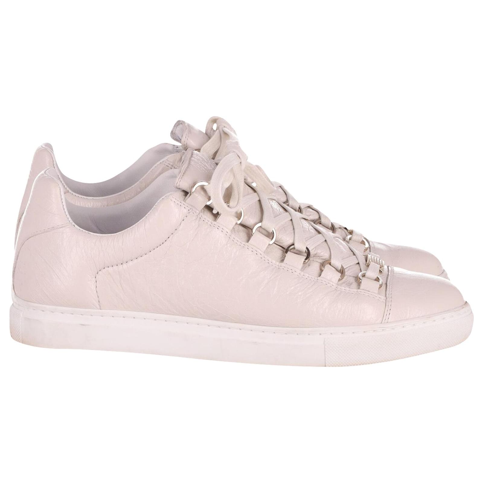 Balenciaga White Crinkled Leather Arena High Top Sneakers Size 41 Balenciaga   TLC