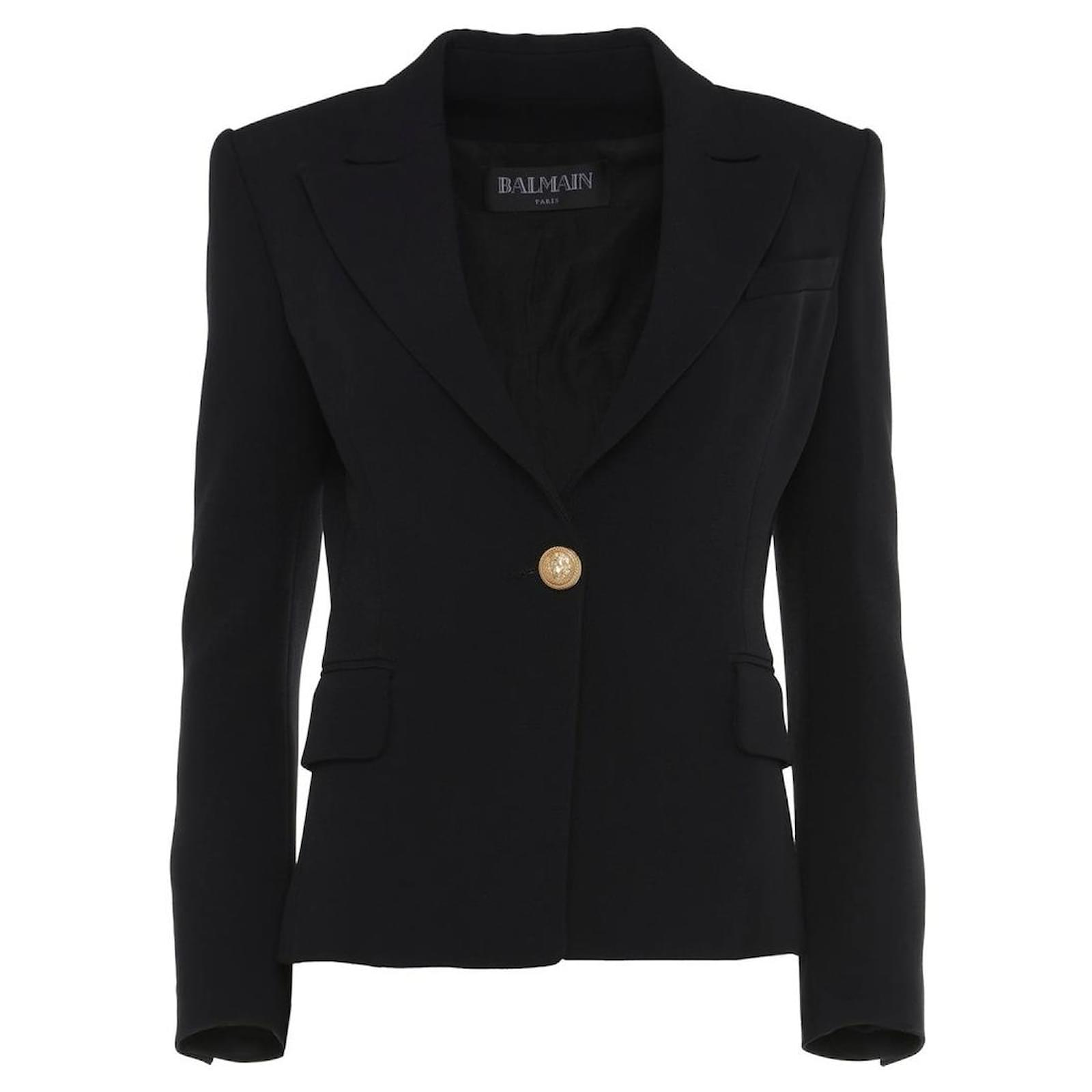 Balmain Single-Buttoned Blazer Black ref.632042 - Joli Closet