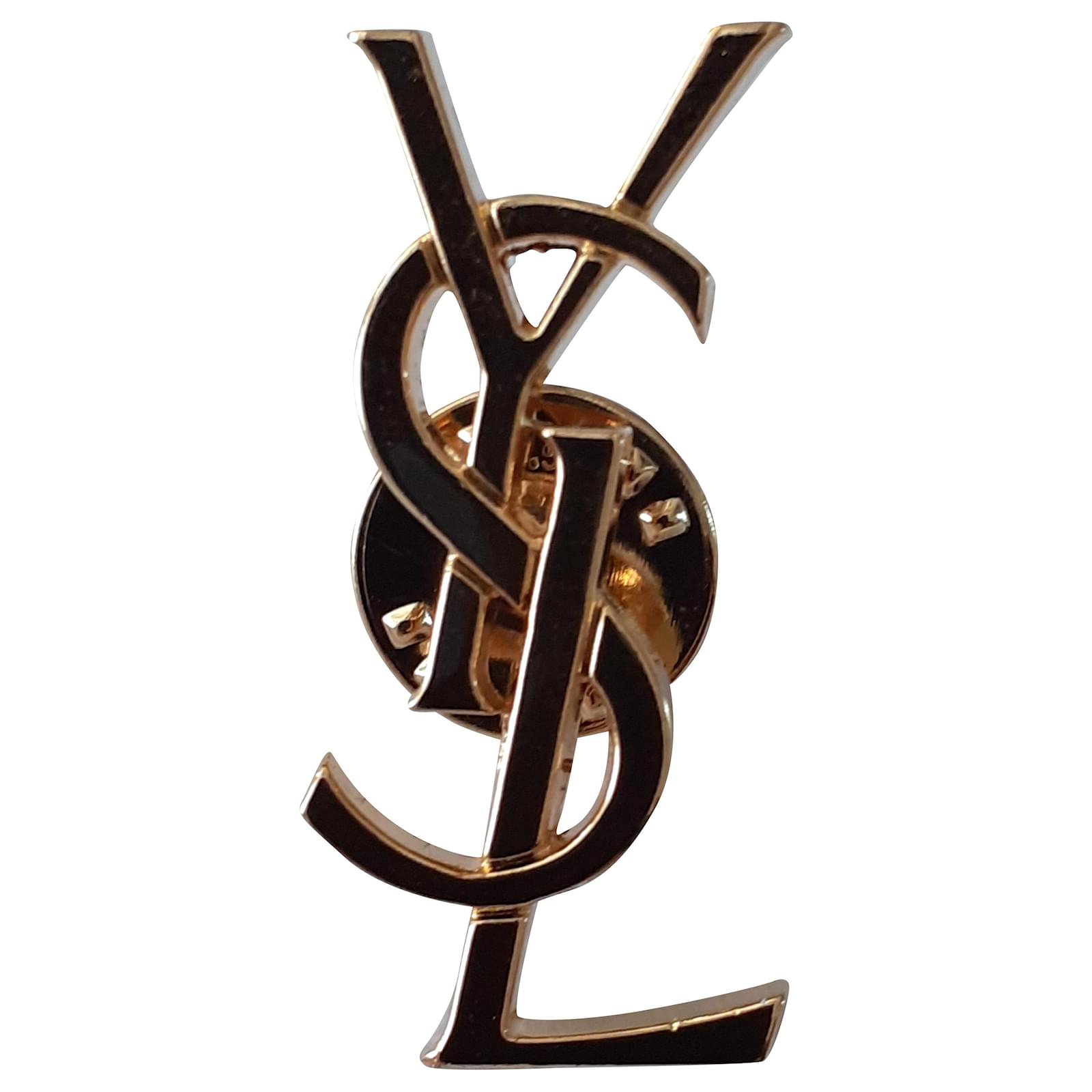 Yves Saint Laurent Gold Tone Opyum Monogram Pin Brooch Yves Saint Laurent |  The Luxury Closet