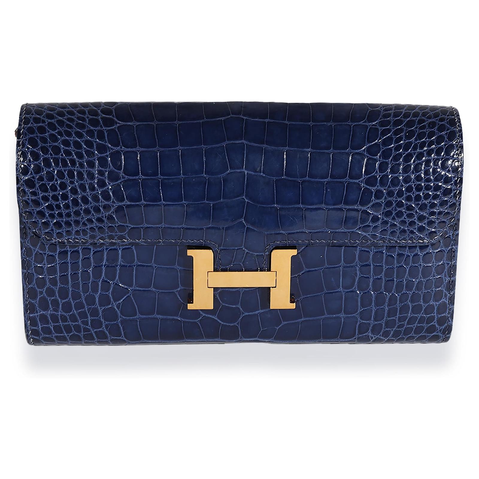 Hermès Hermes Bleu Saphir & Bleu Paon Shiny Alligator Constance