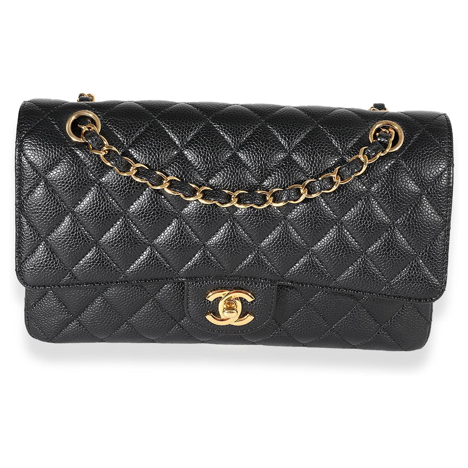 Chanel Black Quilted Caviar Medium Classic Double Flap Bag Leather  ref.632583 - Joli Closet