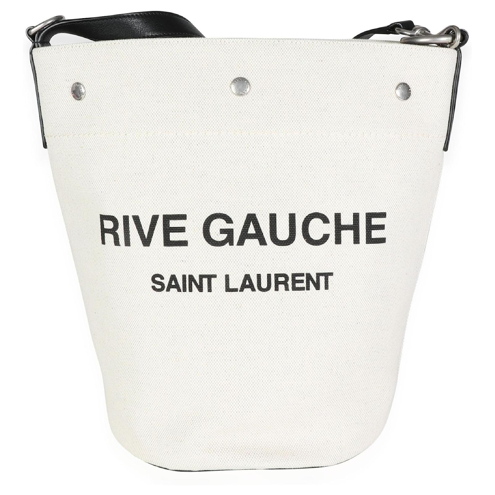 Saint Laurent Rive Gauche Leather Tote Bag - Neutrals