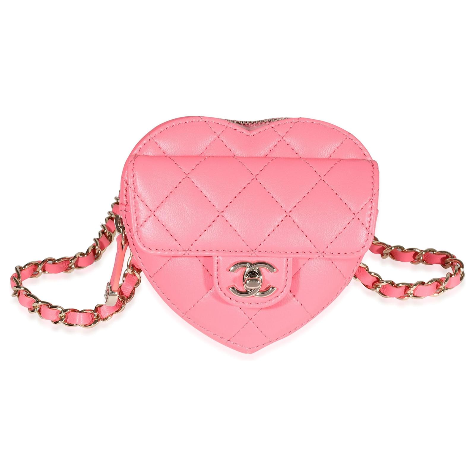 Chanel Pink Quilted Lambskin Heart Belt Bag Leather ref.632616 - Joli Closet