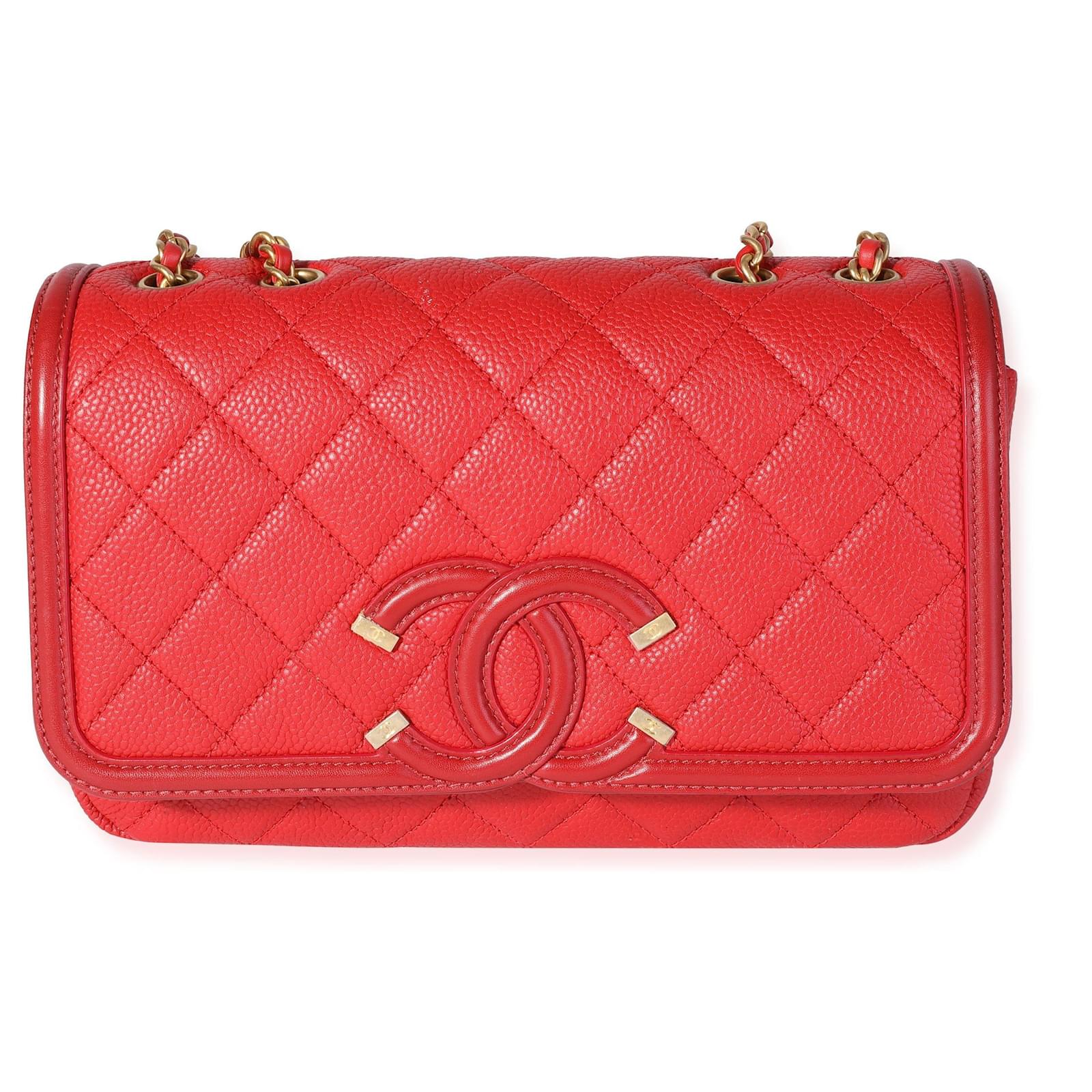 Chanel Red Caviar Quilted Small Cc Filigree Flap Bag Leather ref.632698 -  Joli Closet