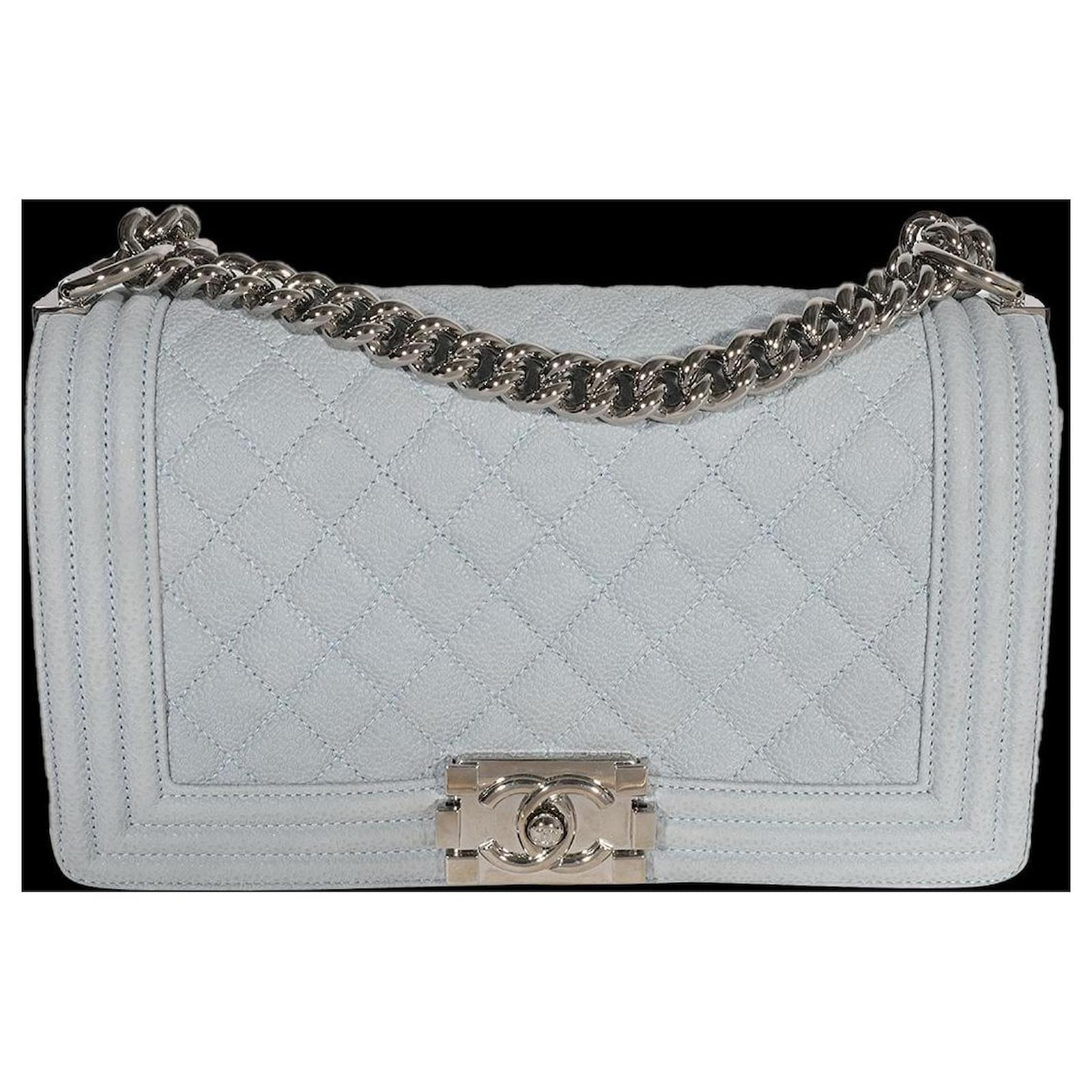Chanel Boy Bag Quilted Caviar Silver-tone Old Medium Black in