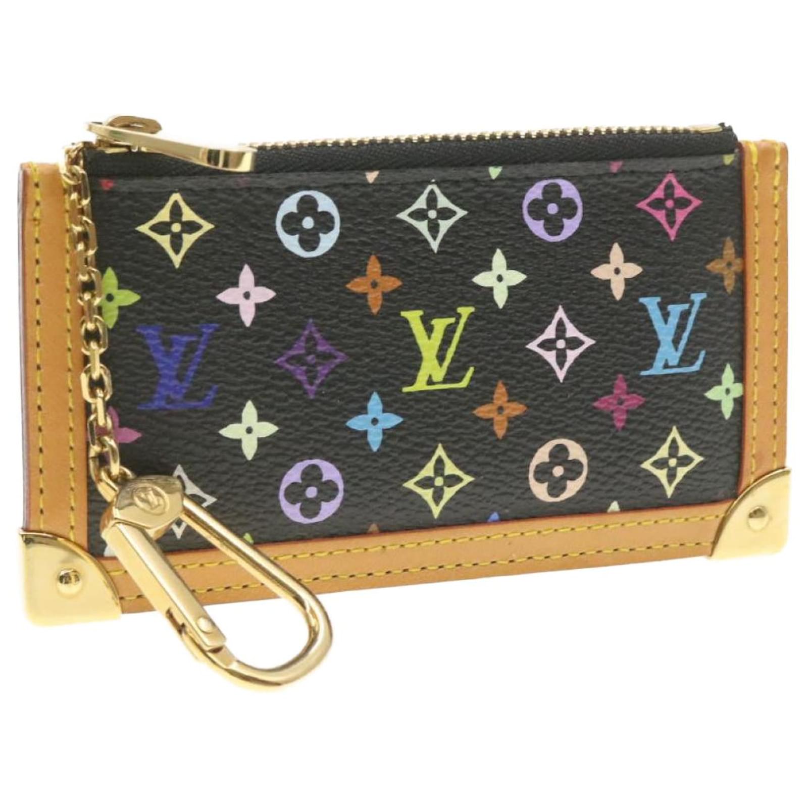 Louis Vuitton Black Monogram Multicolor Key Pouch Pochette Cles