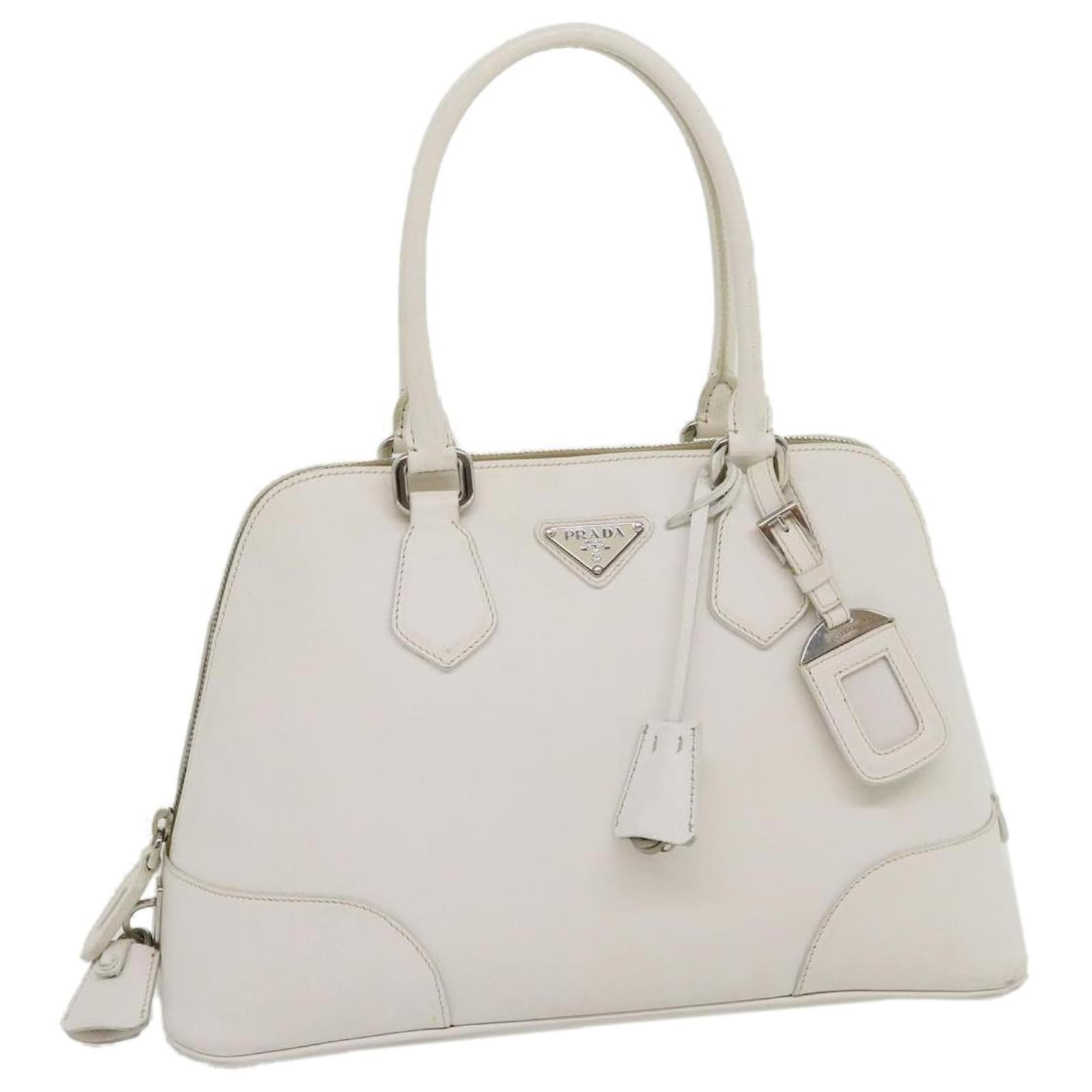 Saffiano PRADA Hand Bag Safiano Leather White Auth yk4923 ref.634031 ...