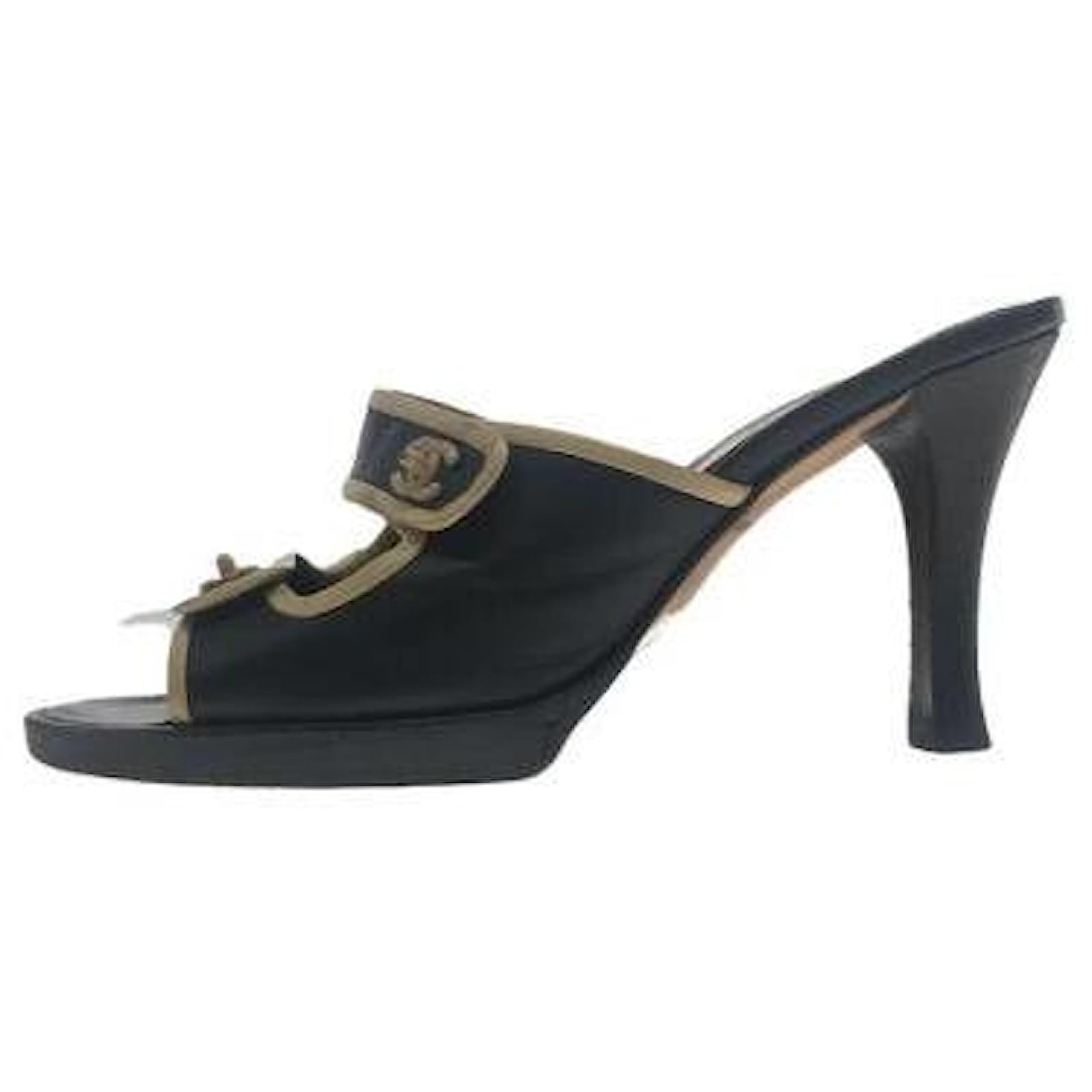 CHANEL Sandals / 36 / BLK / Leather / / Mule Pin Heels Black ref.634714 -  Joli Closet