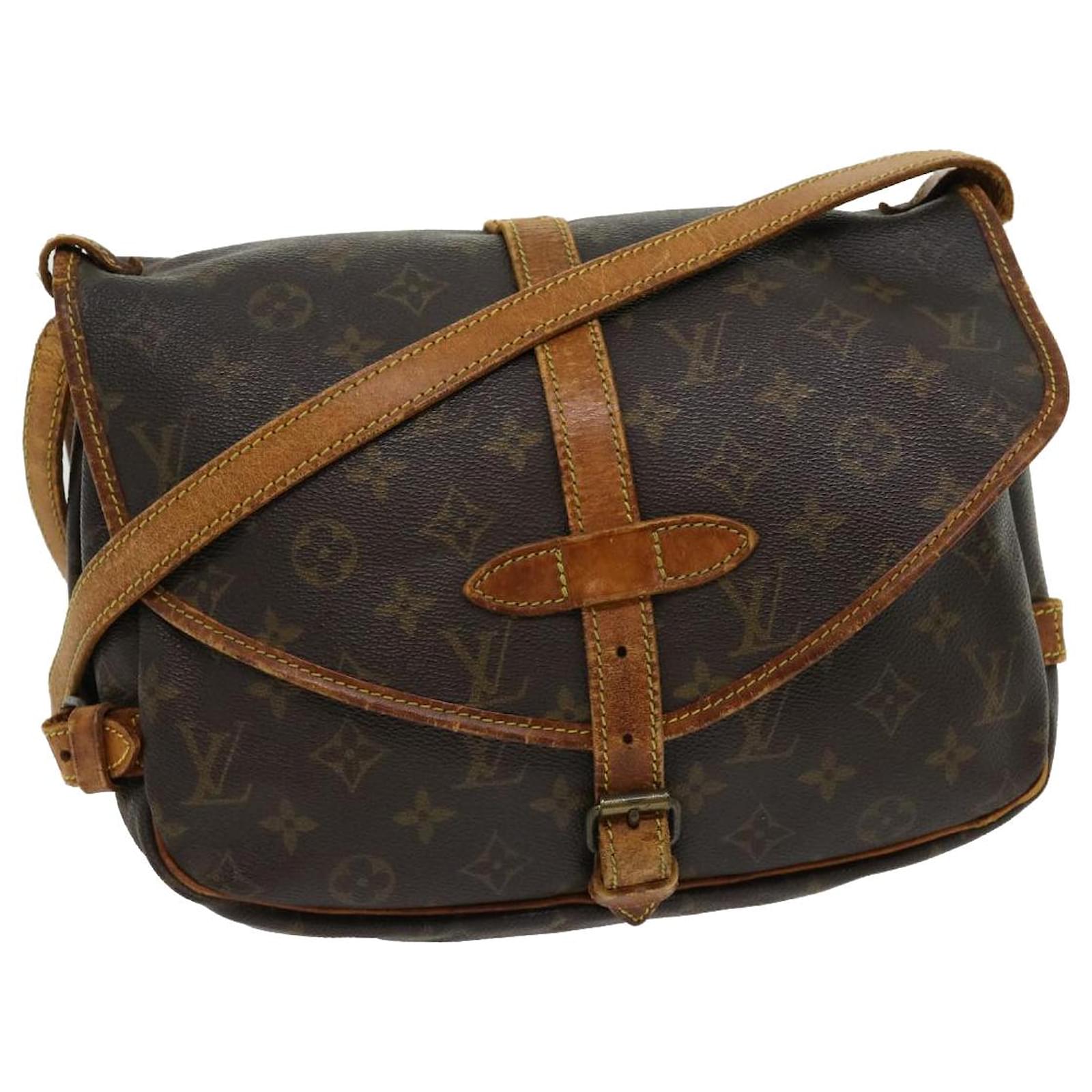 Vintage LV Louis Vuitton Monogram Saumur 30 Crossbody Shoulder Bag Brown  M42256