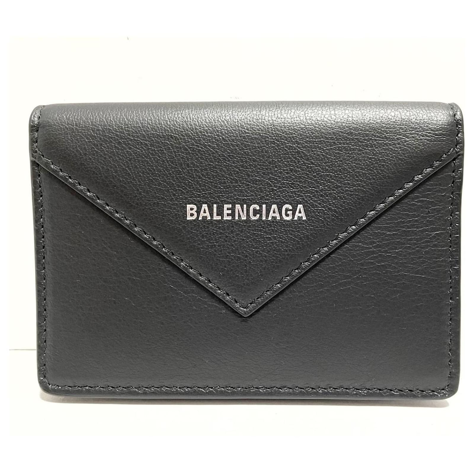 Black Balenciaga Papier Leather Long Wallet