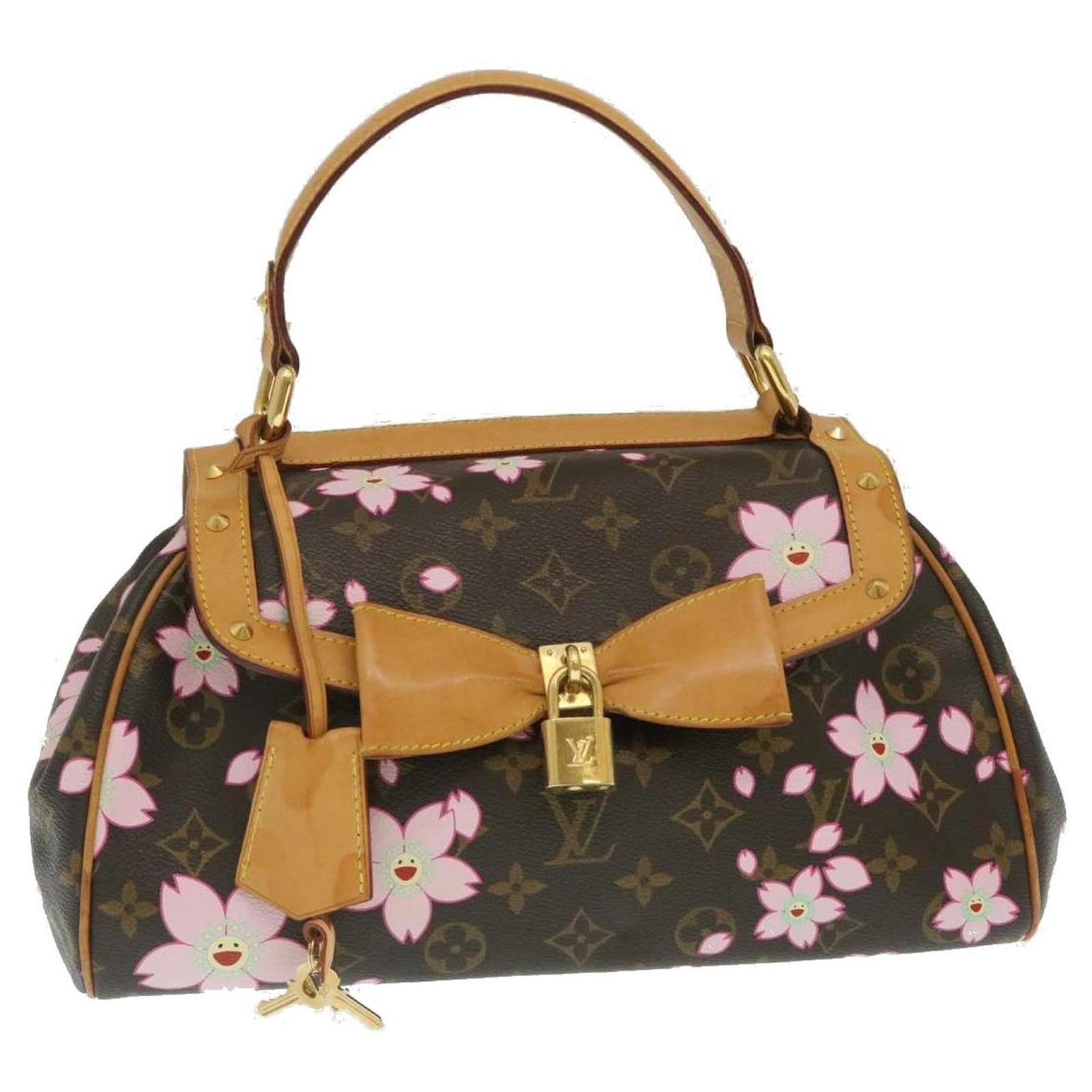 Auth LOUIS VUITTON Papillon Pink Cherry Blossom Monogram Hand Bag