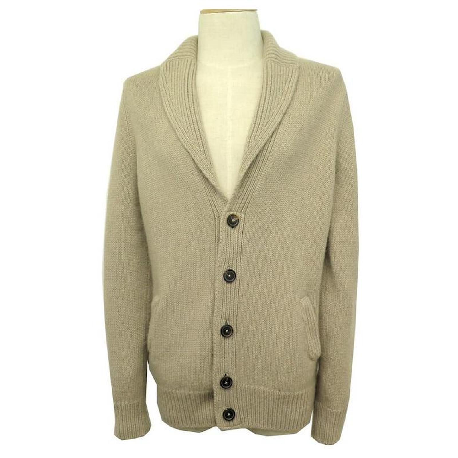 Hermès GILET HERMES CARDIGAN CACHEMIRE ZIBELINE ET CUIR VEAU L