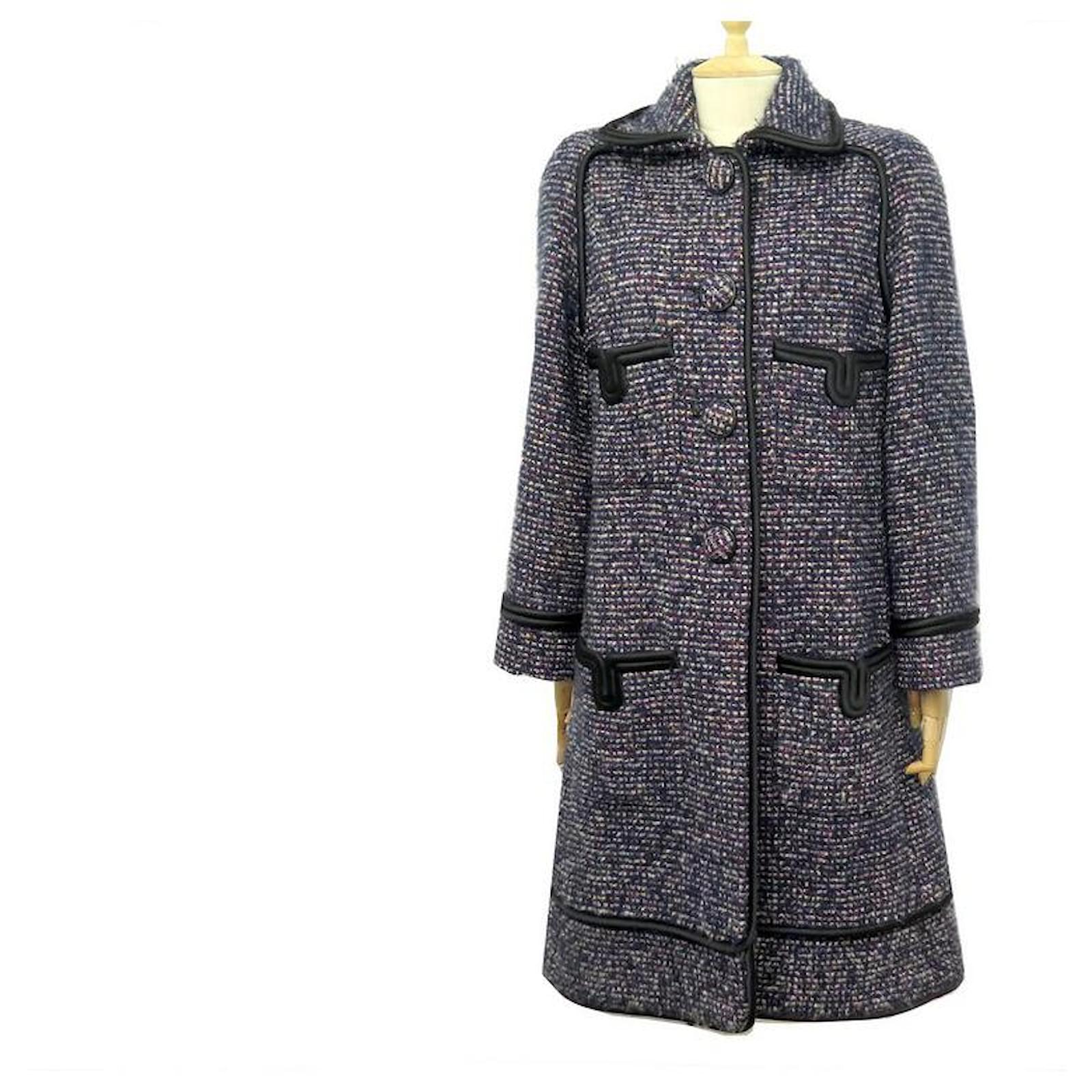 Chanel Long Multi Colored Tweed Coat  FR 34  Tweed coat Clothes Chanel  coat