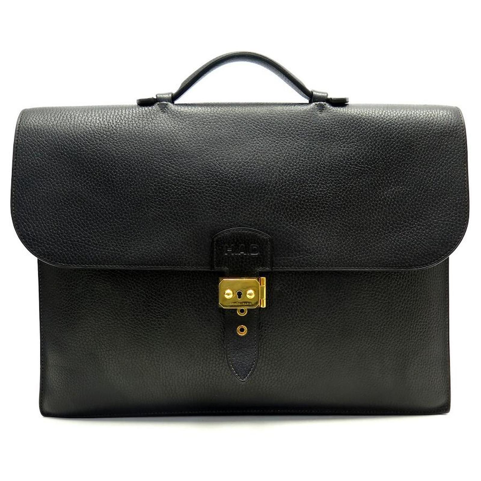 Hermès HERMES BAG DEPECHES BAG 3 LEATHER BELLOWS TOGO SATCHEL BRIEFCASE  Black ref.636893 - Joli Closet
