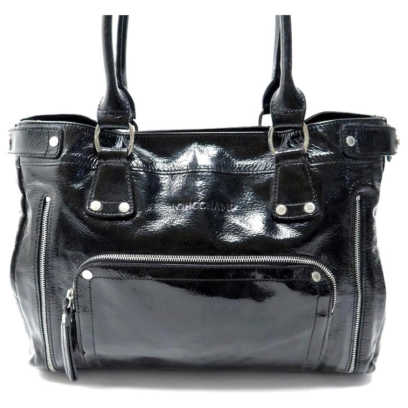 SAC A MAIN LONGCHAMP LEGENDE EN CUIR VERNIS NOIR BLACK PATENT LEATHER BAG ref.636930 - Joli Closet