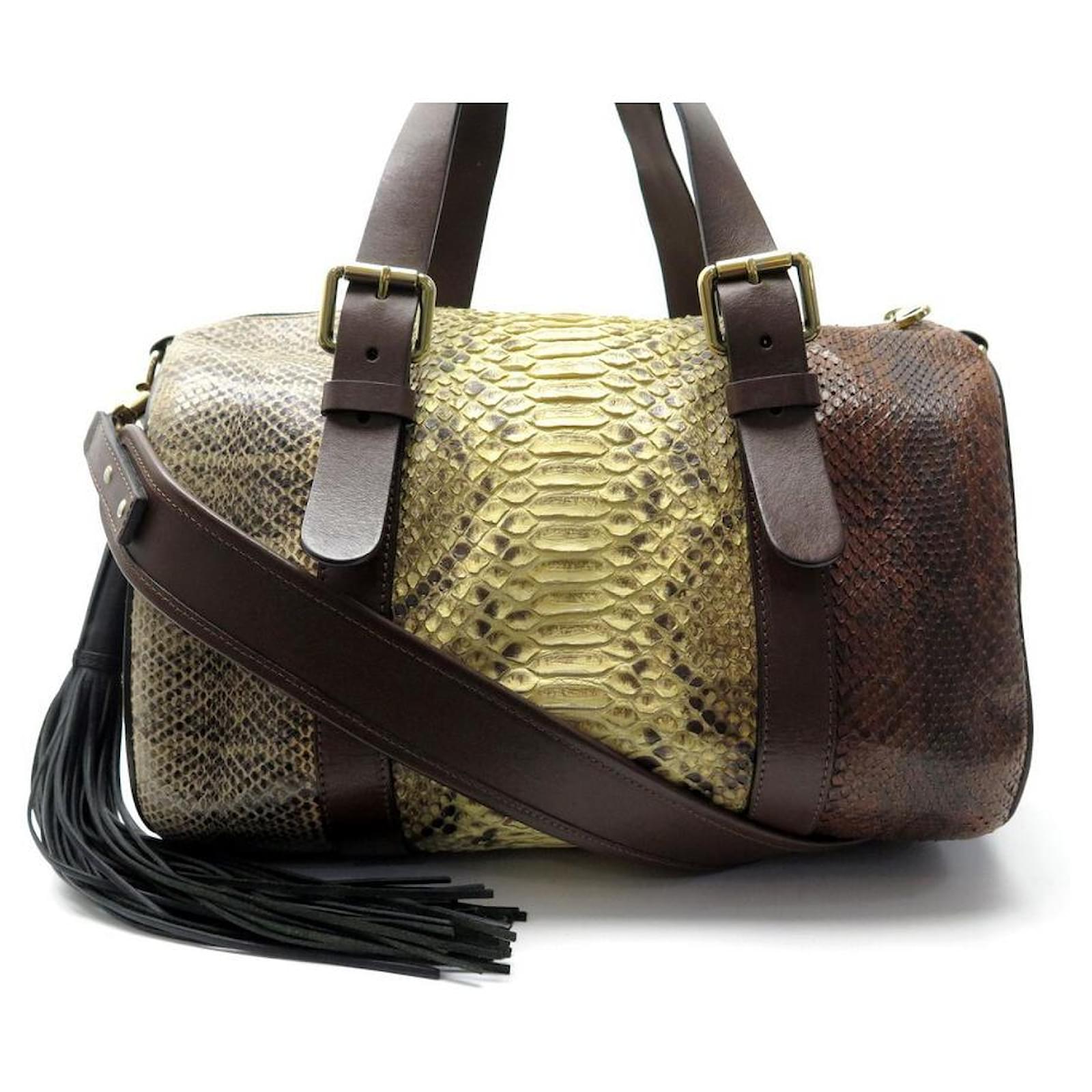 Chloé CHLOE SAM BOWLER BOWLING HANDBAG IN BROWN PYTHON LEATHER HAND BAG  PURSE Exotic leather ref.381765 - Joli Closet