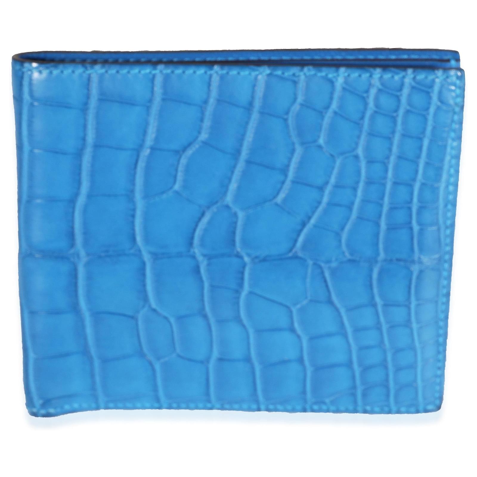 Hermès Hermes Bleu Mykonos Matte Alligator Mc2 Copernic Wallet