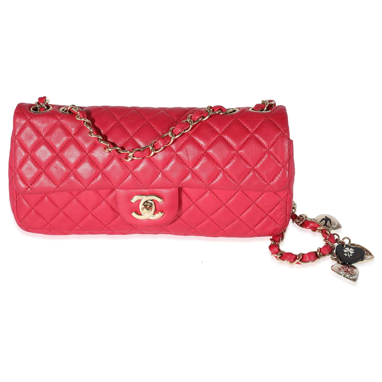 Vintage Chanel Red Quilted Lambskin Leather Flap Shoulder Bag in 2023