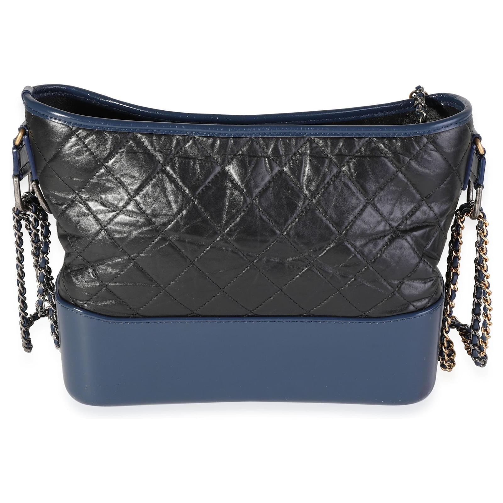 Chanel Large Gabrielle Hobo, Distressed leather, Blue/Black