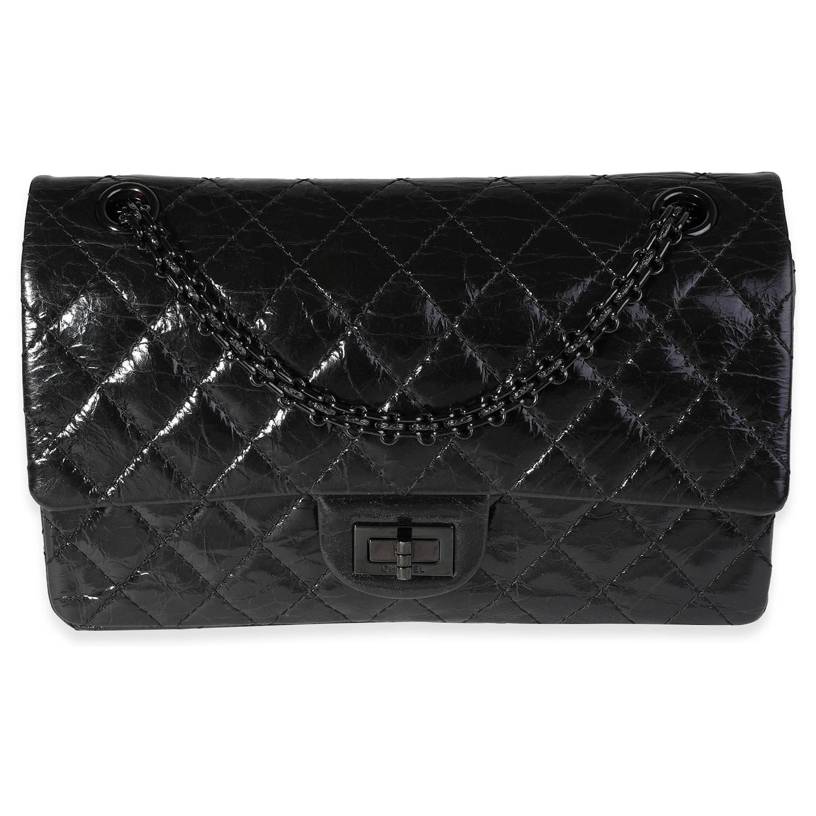 Chanel So Black Patent Crinkled Calfskin Reissue 2.55 225 Double Flap Bag, myGemma, FR
