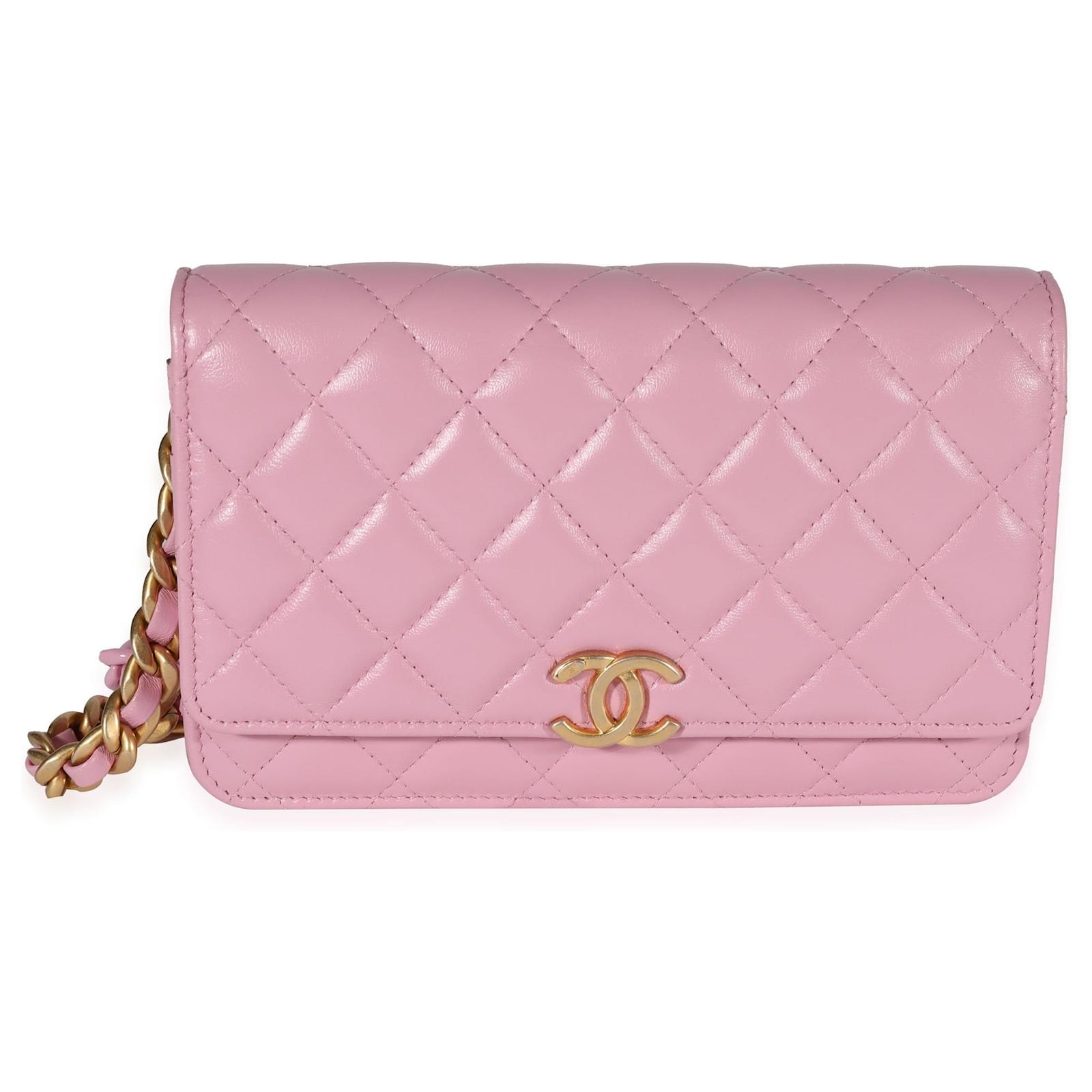 Chanel Pink Quilted Lambskin Wallet On Chain Leather ref.637169 - Joli  Closet
