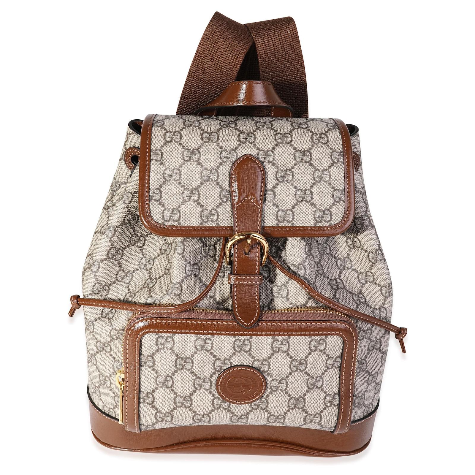 Gucci Beige/Brown GG Supreme Canvas Interlocking G Backpack Gucci