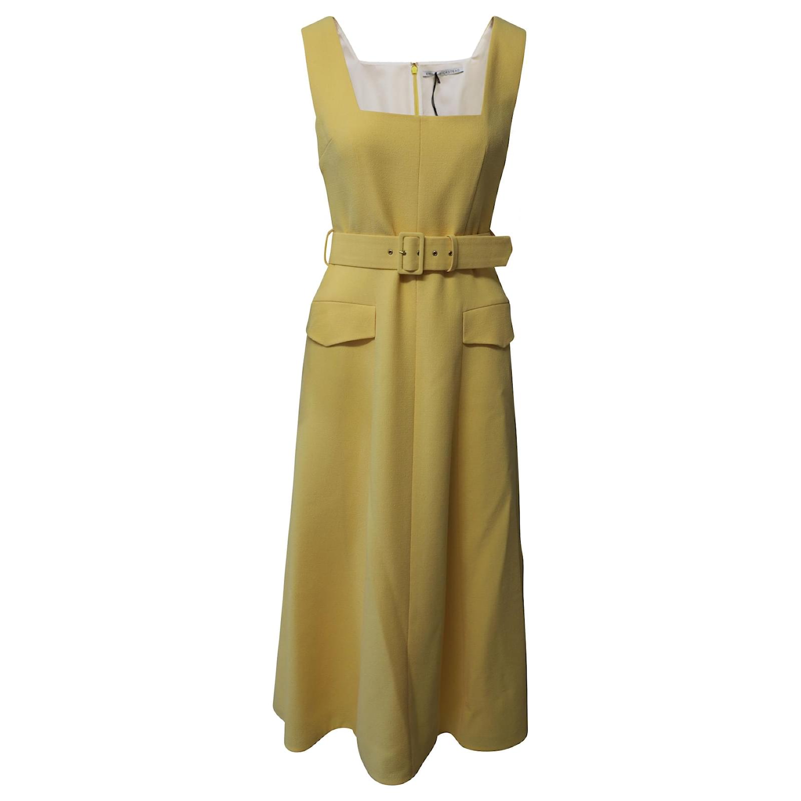 Autre Marque Emilia Wickstead Petra Panelled Midi Dress in Light Yellow Wool ref.637481 Joli Closet