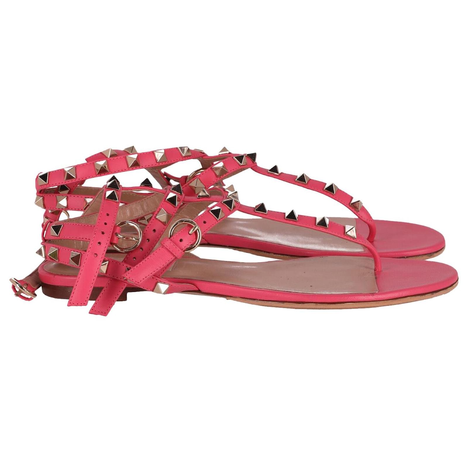 Rockstud flat calfskin online sandal