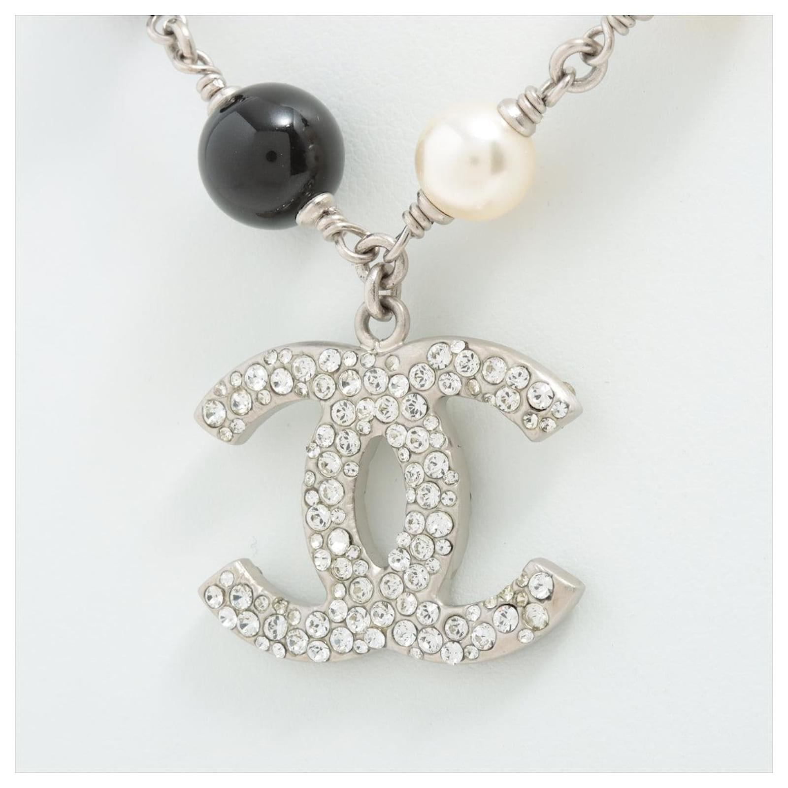 Pre-Owned Christian Dior Logo Metal x Fake Pearl Rhinestone Silver Women's  Necklace (Good) 