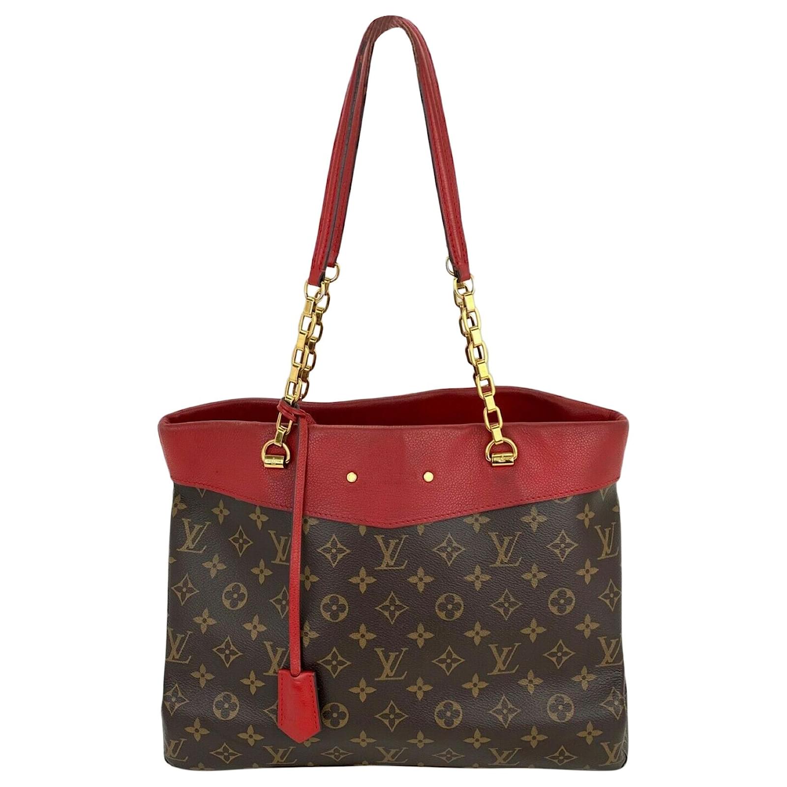 Louis Vuitton Bag Monogram Canvas Red Leather Pallas Shopper Hand Tote A853  Auth ref.639175 - Joli Closet