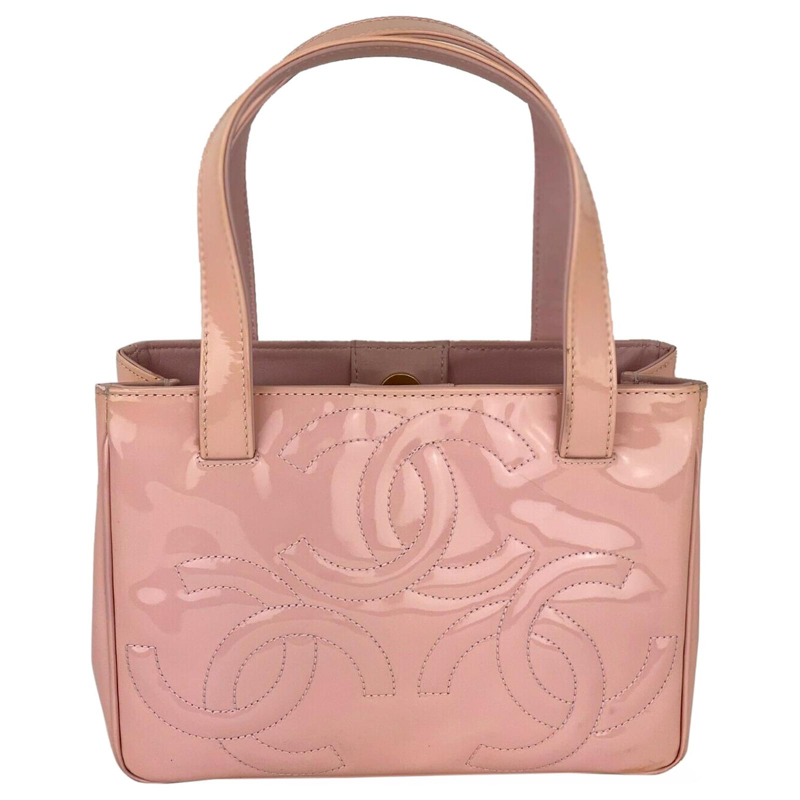 Chanel Bag Triple Cc Logo Small Pink Lackleder Tote Shoulder Bag