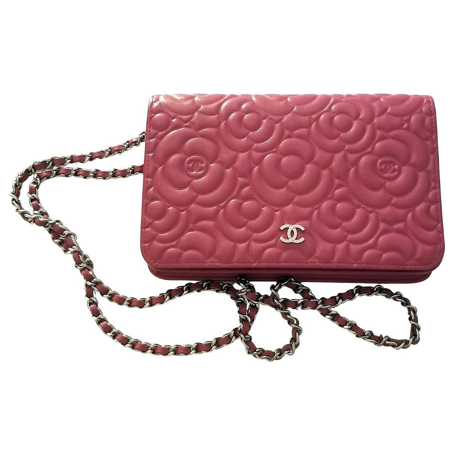 Chanel Camellia Raspberry Red Lambskin Shoulder Bag Leather  -  Joli Closet