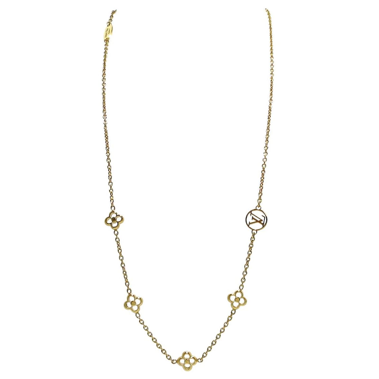 Louis Vuitton Gold Flower White Gold Necklace