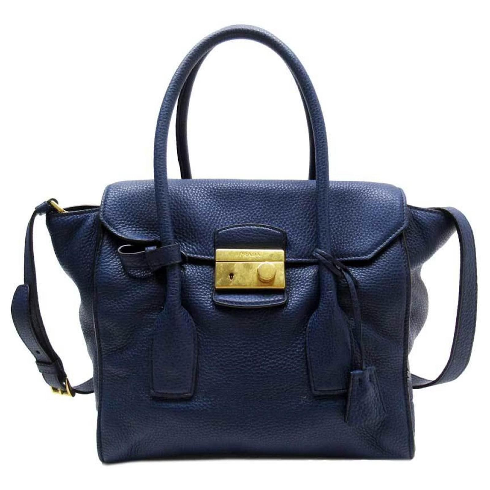 Prada Navy blue Leather ref.639703 Joli Closet