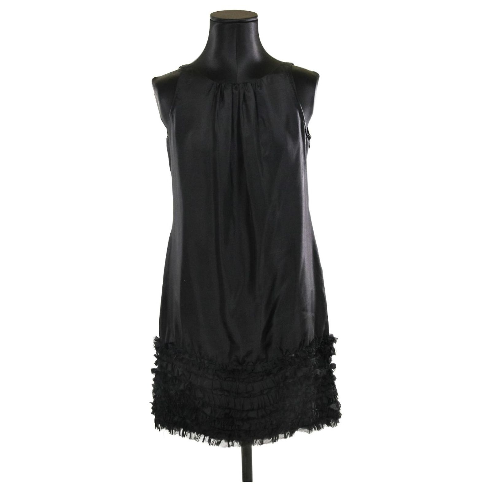 Robe Tara Jarmon Noire Et Beige écru - Taille 38 - Occasion Très Bon état - Style Débardeur Longueur Genou