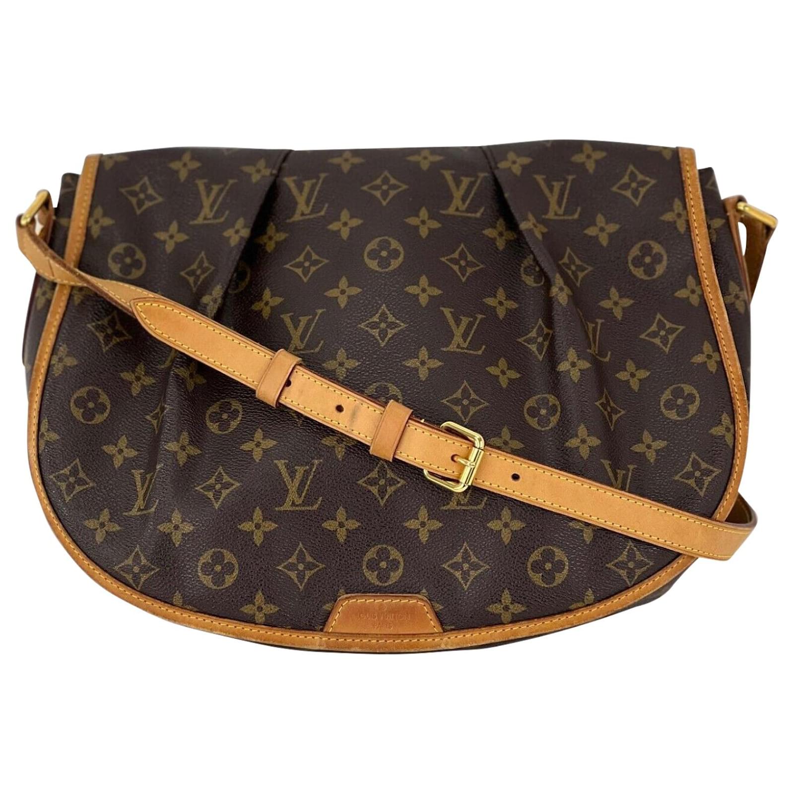 Louis Vuitton Menilmontant MM Crossbody Monogram Shoulder Bag Brown Leather  LV