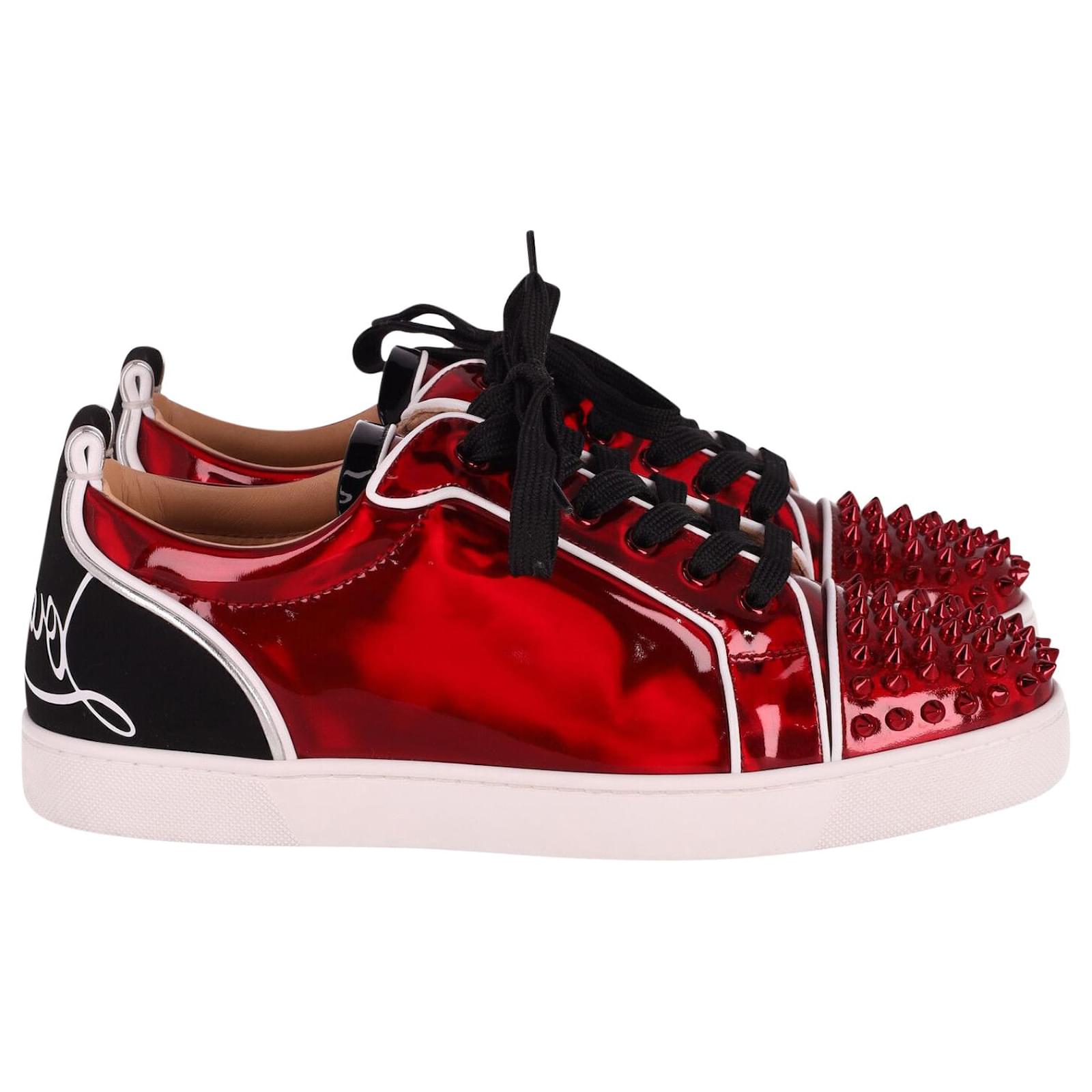 Christian Louboutin Red Louis Junior Spikes Sneakers