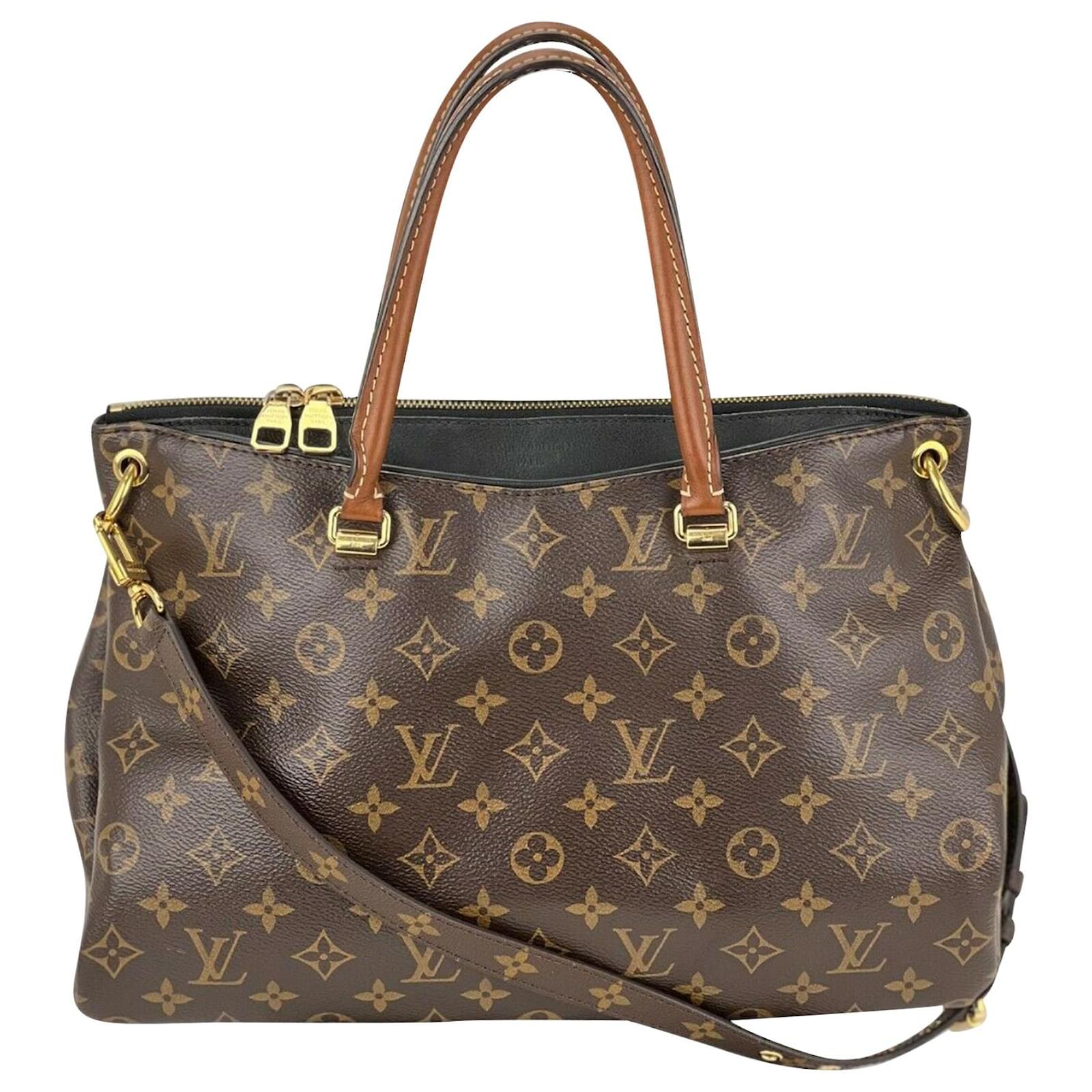 Louis Vuitton Bag Pallas Mm Monogram Calf Leather Black Handbag