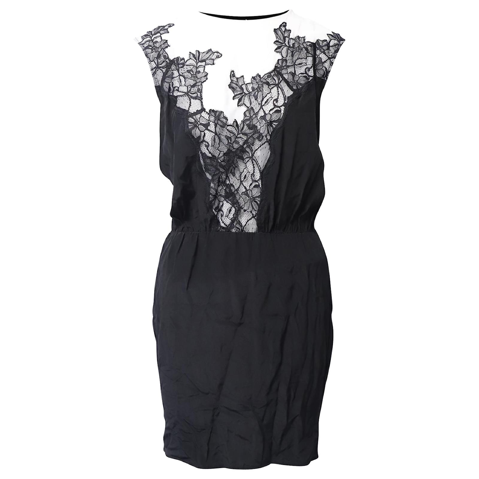 Sandro Paris Robe Sandro Dentelle Noire Sandro Paris Robe Dentelle En Soie  Noire Joli Closet
