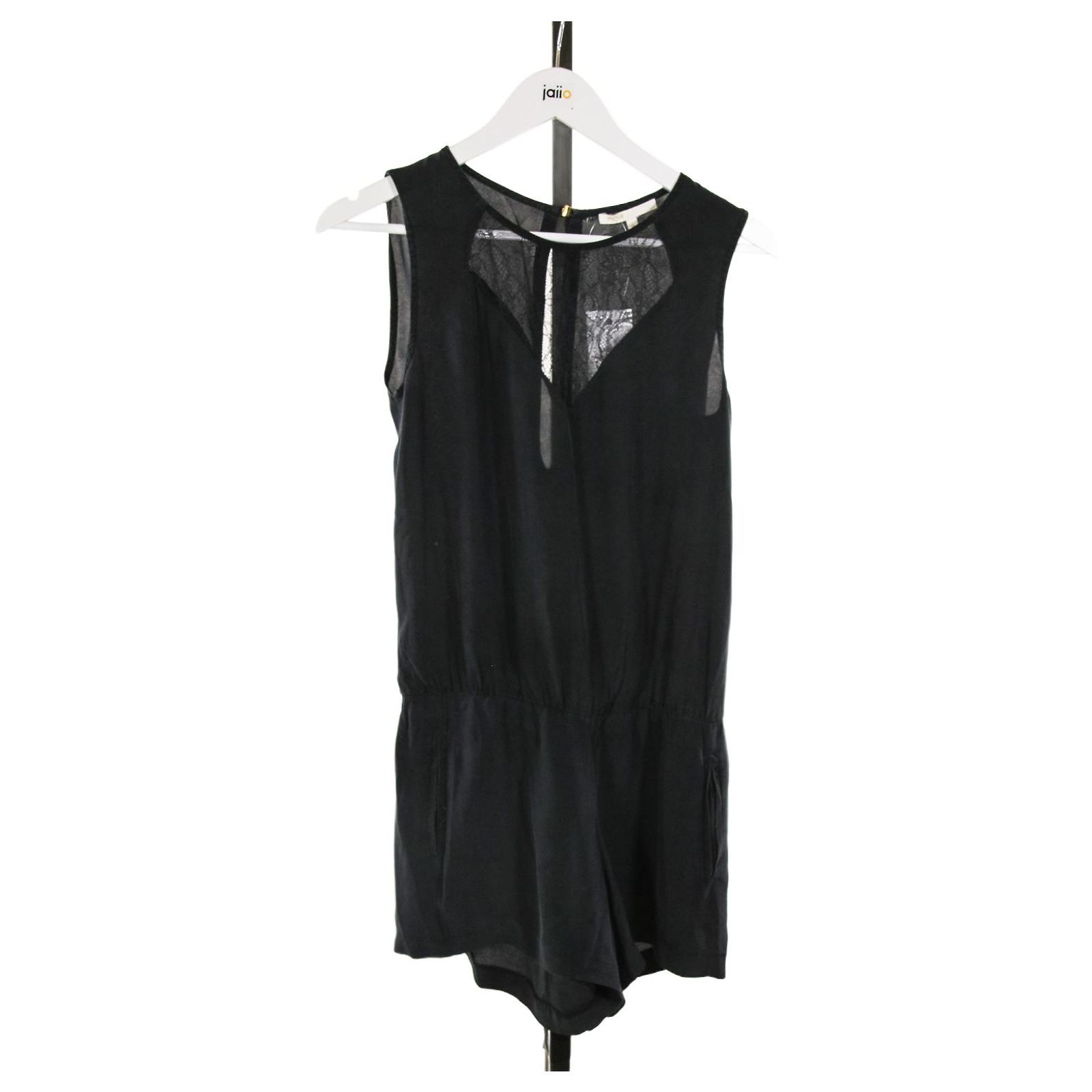 Combinaison Noire MAJE Taille 34 FR - Très Bon état Occasion, Peu Portée - En Polyester, Coupe Droite, Sans Manches - Idéale Pour Sorties Décontractées
