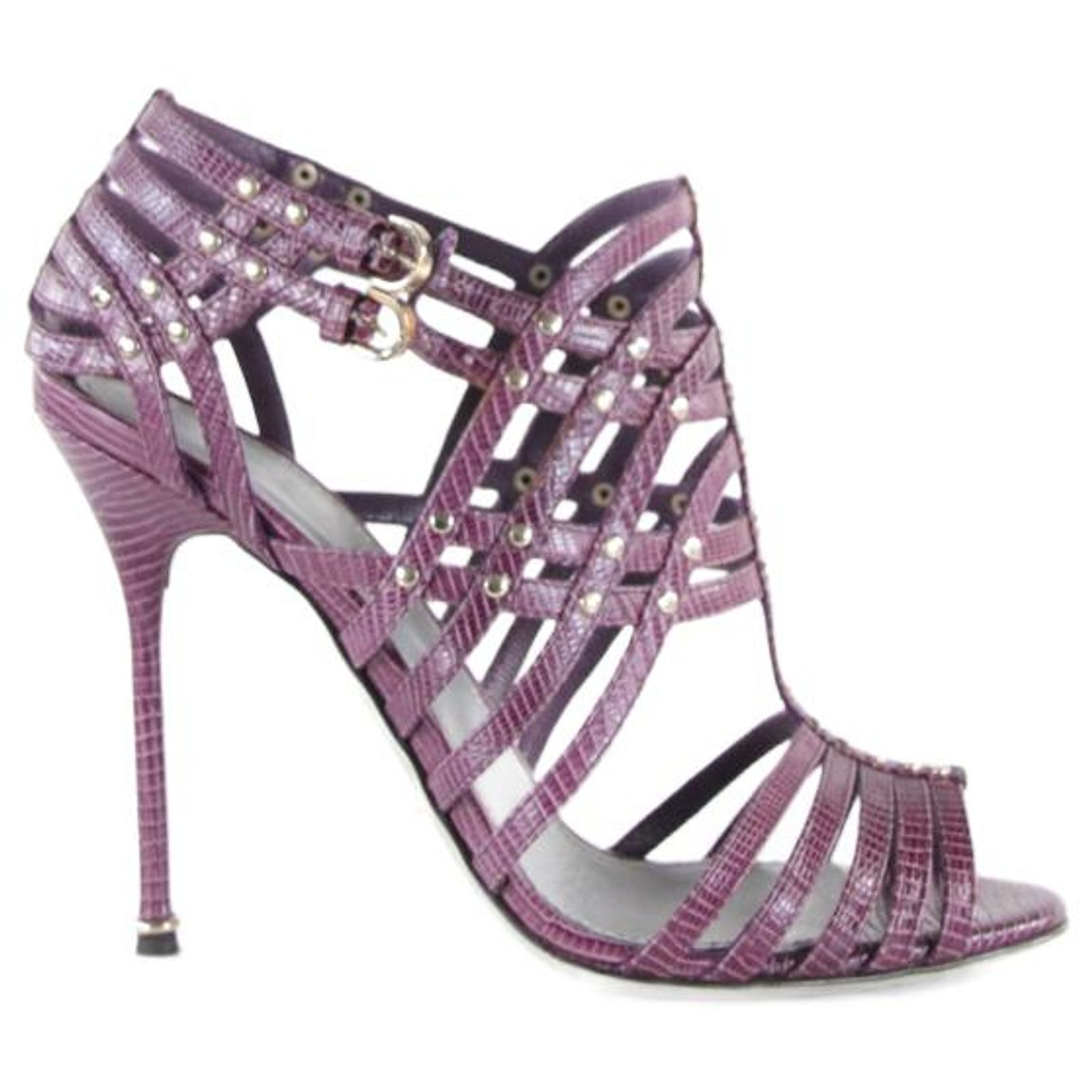 Sandales Sergio Rossi Talons Hauts - Taille 35.5, Couleur Fushia/bleue, Satin/cuir, Neuves Sans Boîte